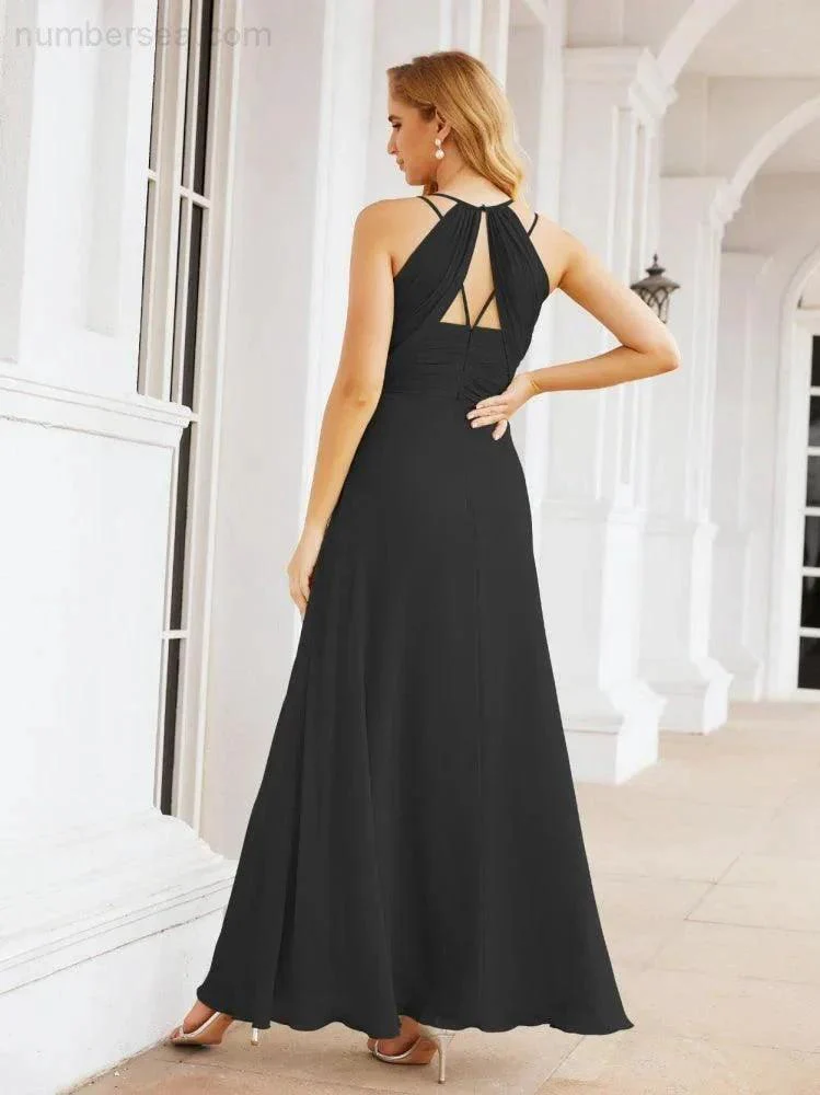 Numbersea Double Spaghetti Straps Bridesmaid Dresses for Women Long Formal Party Dress Side Split 28051 - Image 30