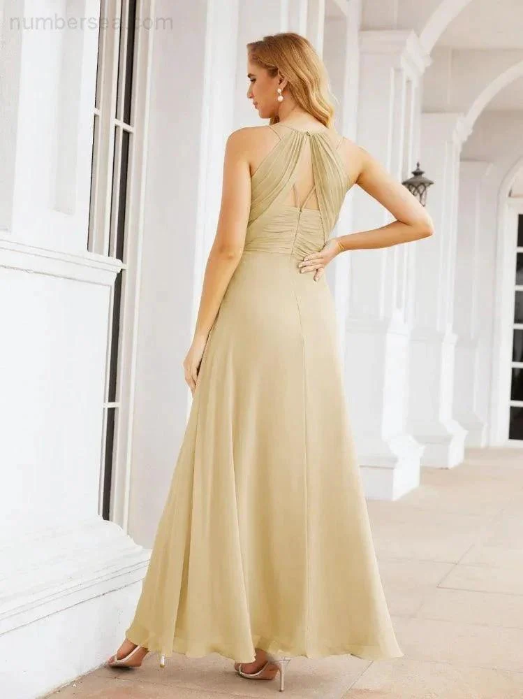 Numbersea Double Spaghetti Straps Bridesmaid Dresses for Women Long Formal Party Dress Side Split 28051 - Image 32