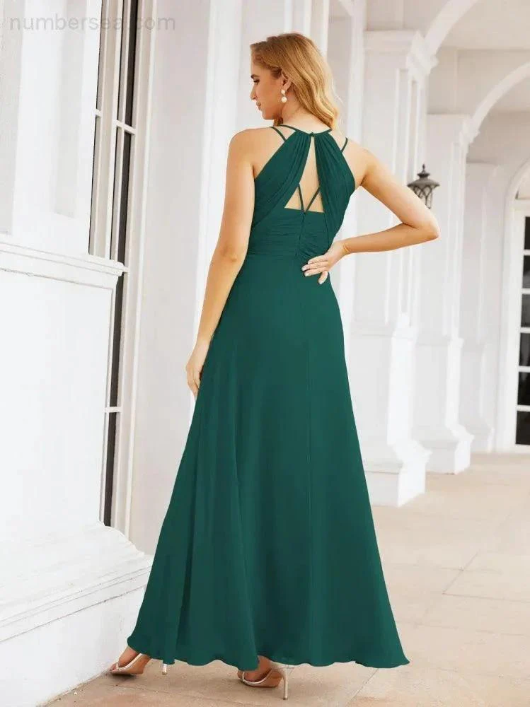 Numbersea Double Spaghetti Straps Bridesmaid Dresses for Women Long Formal Party Dress Side Split 28051 - Image 34