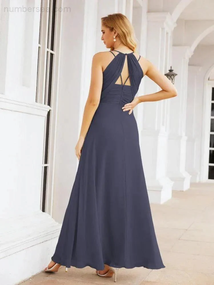 Numbersea Double Spaghetti Straps Bridesmaid Dresses for Women Long Formal Party Dress Side Split 28051 - Image 36