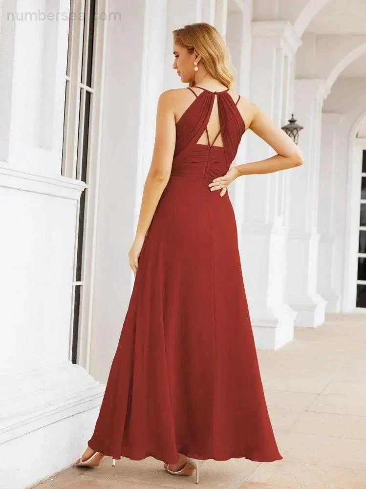 Numbersea Double Spaghetti Straps Bridesmaid Dresses for Women Long Formal Party Dress Side Split 28051 - Image 38