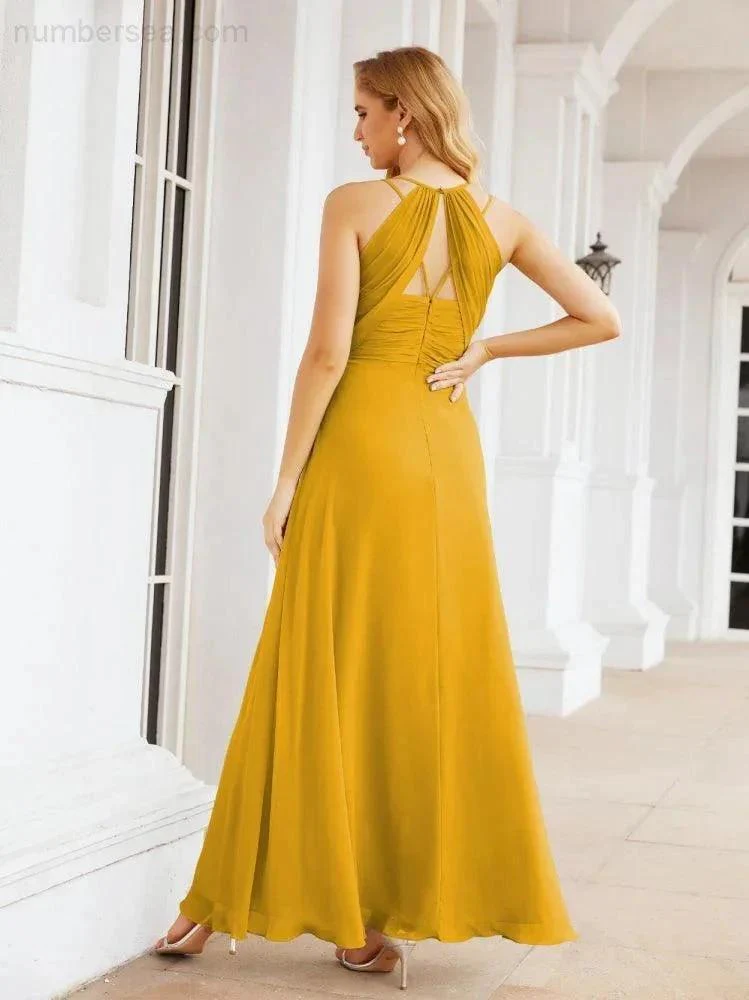 Numbersea Double Spaghetti Straps Bridesmaid Dresses for Women Long Formal Party Dress Side Split 28051 - Image 4