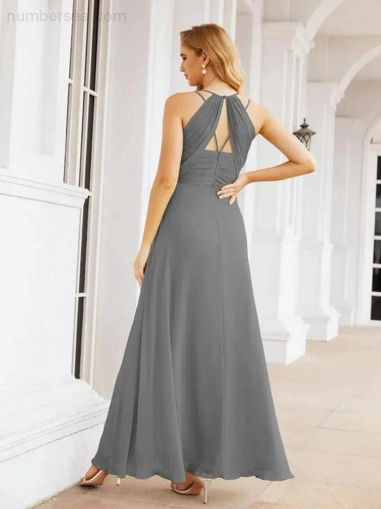 Numbersea Double Spaghetti Straps Bridesmaid Dresses for Women Long Formal Party Dress Side Split 28051 - Image 40