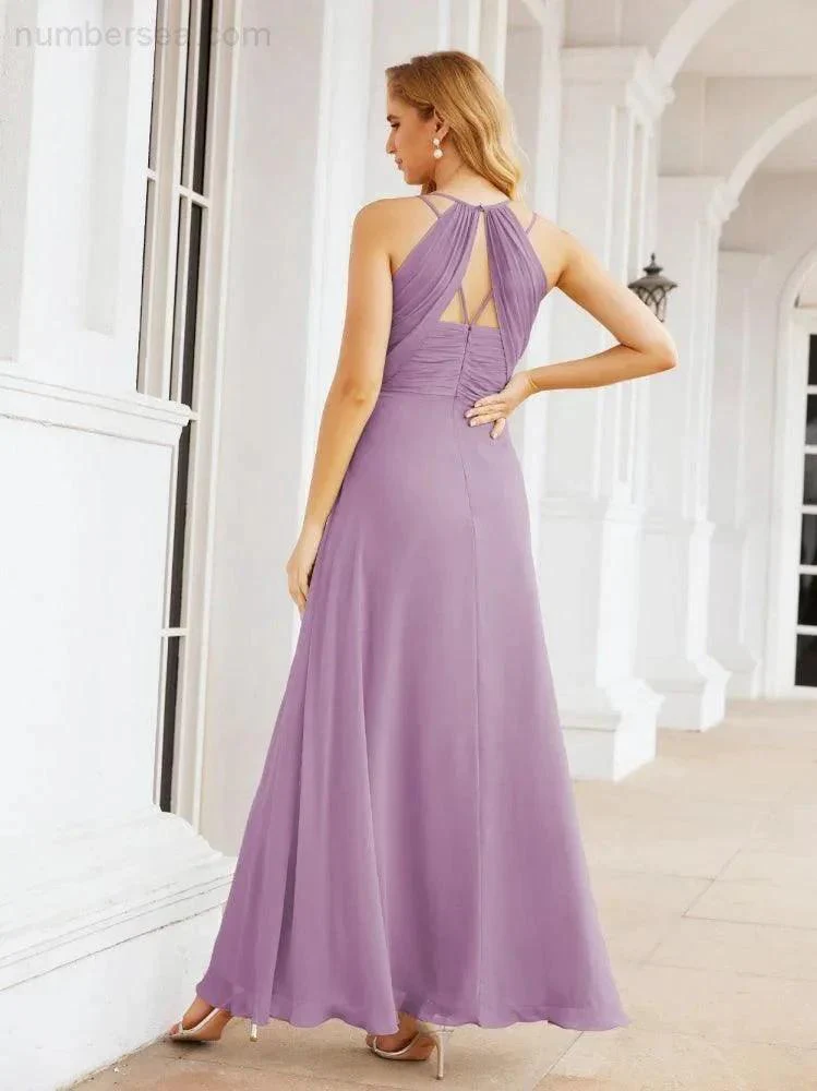 Numbersea Double Spaghetti Straps Bridesmaid Dresses for Women Long Formal Party Dress Side Split 28051 - Image 42
