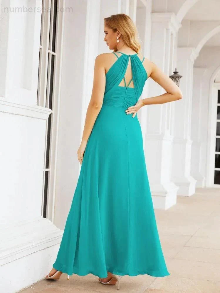 Numbersea Double Spaghetti Straps Bridesmaid Dresses for Women Long Formal Party Dress Side Split 28051 - Image 46
