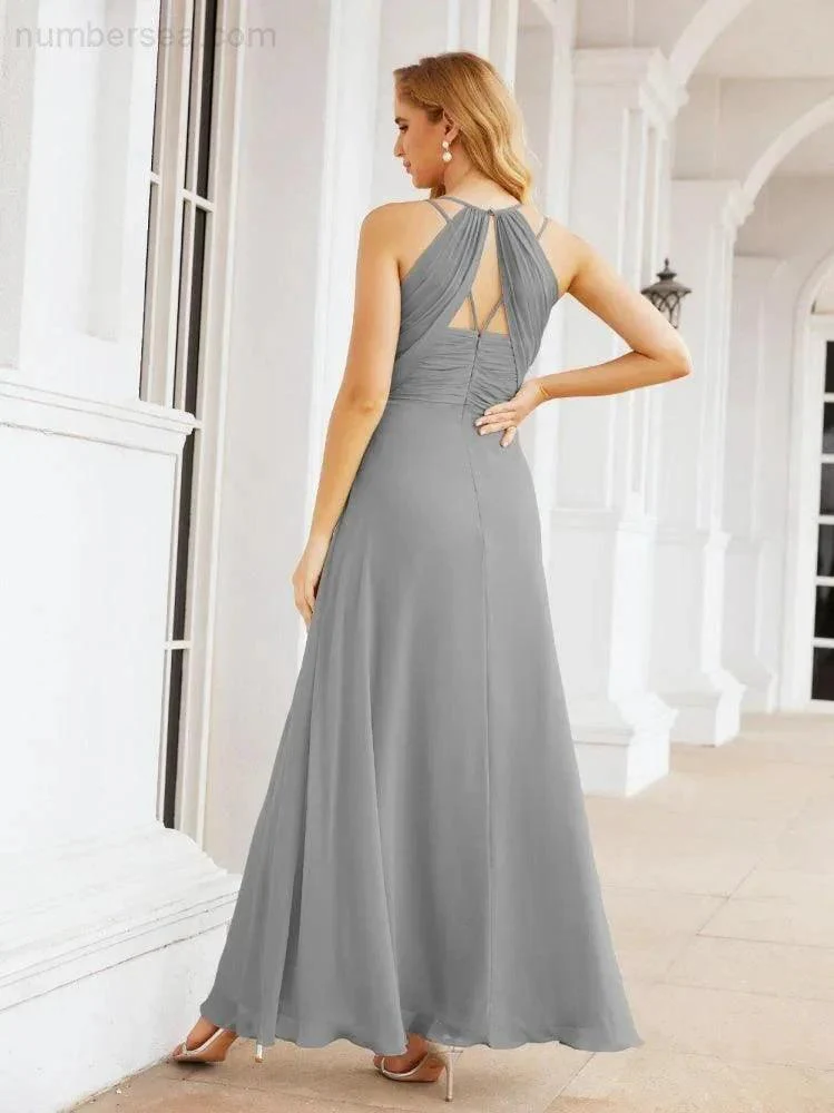 Numbersea Double Spaghetti Straps Bridesmaid Dresses for Women Long Formal Party Dress Side Split 28051 - Image 50