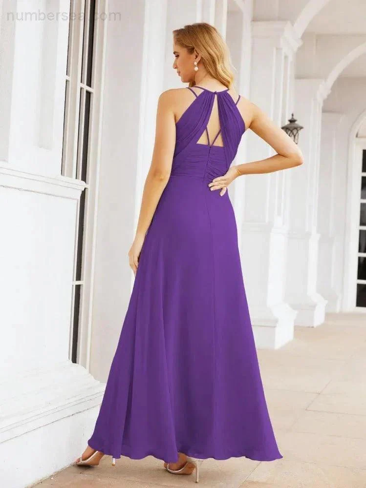 Numbersea Double Spaghetti Straps Bridesmaid Dresses for Women Long Formal Party Dress Side Split 28051 - Image 56