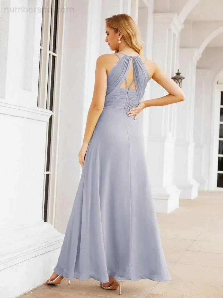 Numbersea Double Spaghetti Straps Bridesmaid Dresses for Women Long Formal Party Dress Side Split 28051 - Image 6