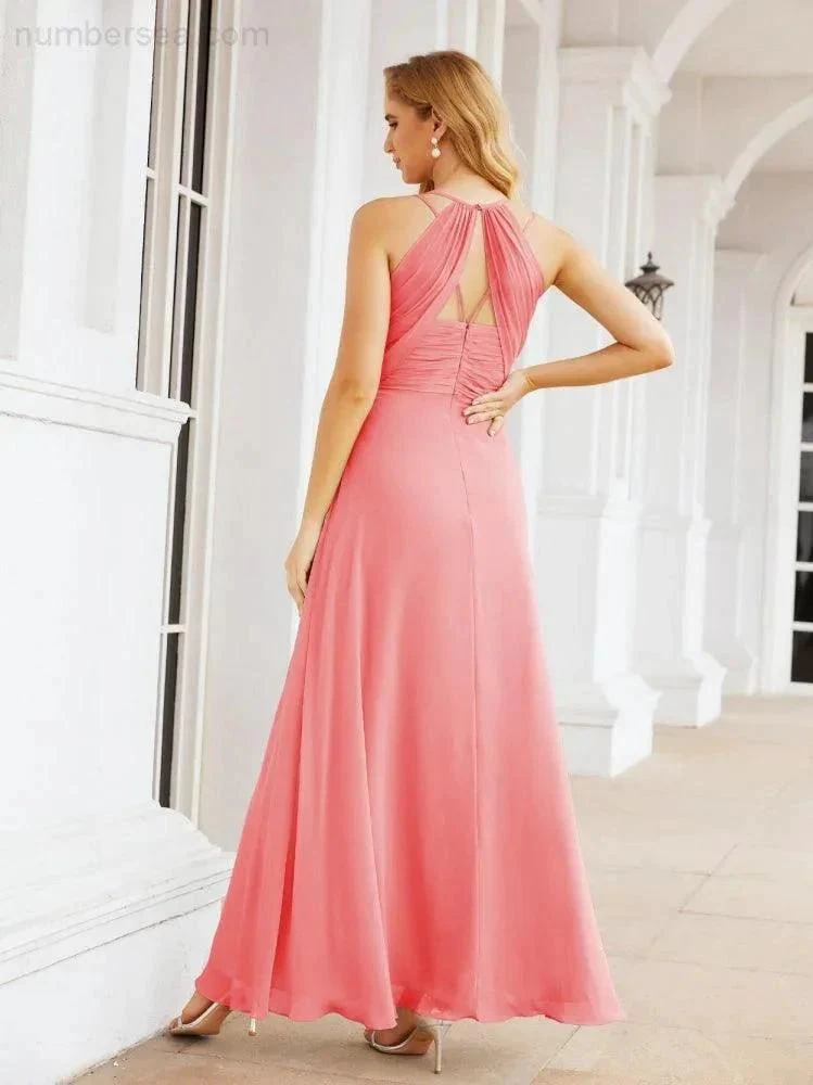 Numbersea Double Spaghetti Straps Bridesmaid Dresses for Women Long Formal Party Dress Side Split 28051 - Image 60