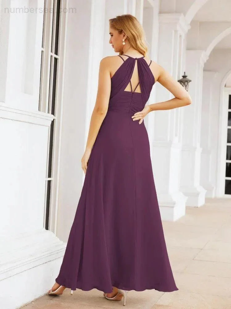 Numbersea Double Spaghetti Straps Bridesmaid Dresses for Women Long Formal Party Dress Side Split 28051 - Image 62