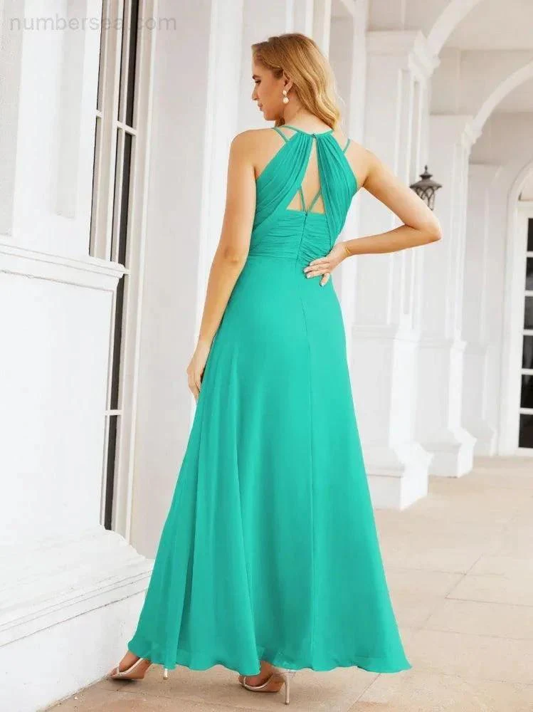 Numbersea Double Spaghetti Straps Bridesmaid Dresses for Women Long Formal Party Dress Side Split 28051 - Image 64