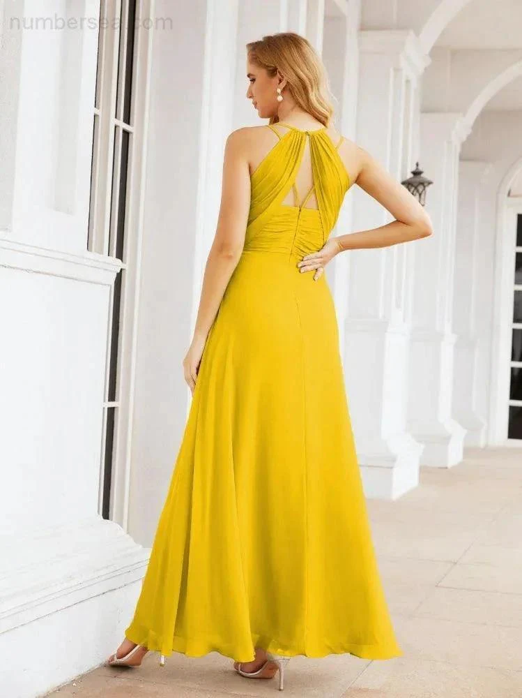Numbersea Double Spaghetti Straps Bridesmaid Dresses for Women Long Formal Party Dress Side Split 28051 - Image 66