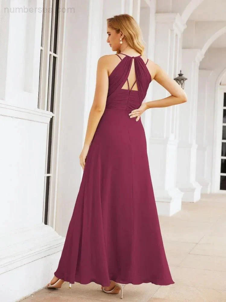 Numbersea Double Spaghetti Straps Bridesmaid Dresses for Women Long Formal Party Dress Side Split 28051 - Image 68