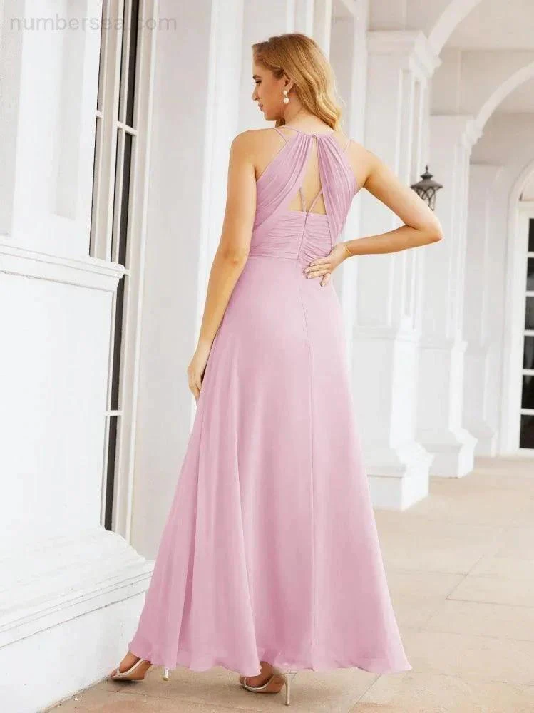 Numbersea Double Spaghetti Straps Bridesmaid Dresses for Women Long Formal Party Dress Side Split 28051 - Image 78
