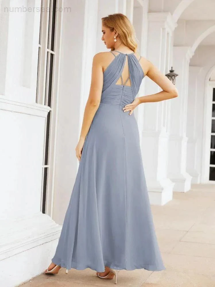 Numbersea Double Spaghetti Straps Bridesmaid Dresses for Women Long Formal Party Dress Side Split 28051 - Image 8
