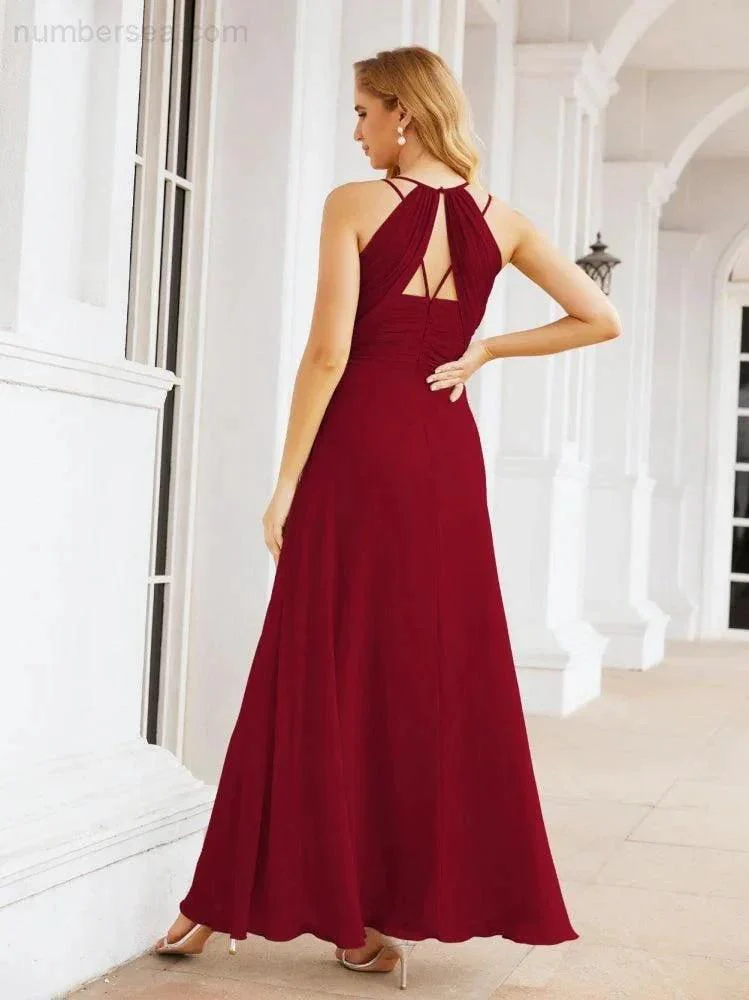 Numbersea Double Spaghetti Straps Bridesmaid Dresses for Women Long Formal Party Dress Side Split 28051 - Image 82