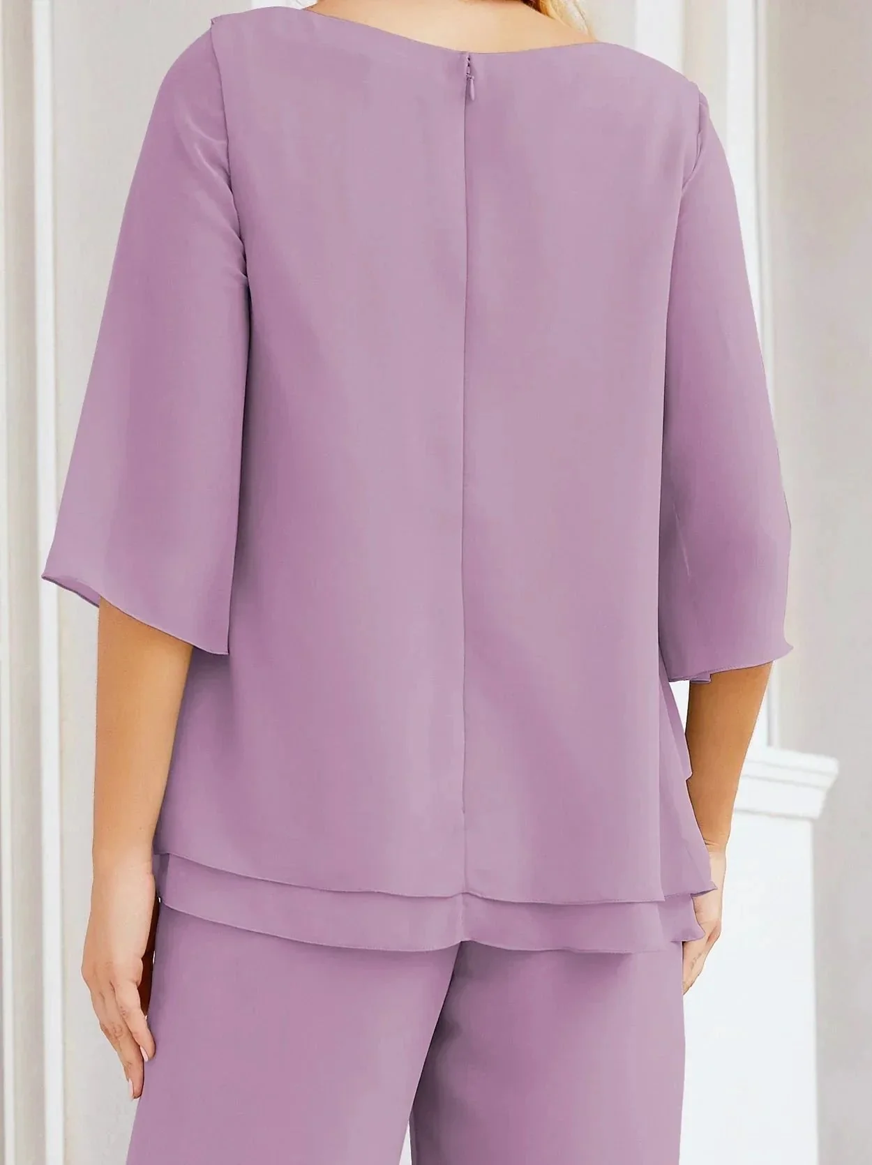 Sunnderly Elegant 2 Piece Mother of The Bride Dress Plus Size Pant Suits Ruffle Layers Sliver Housecoat SY28064 - Image 101