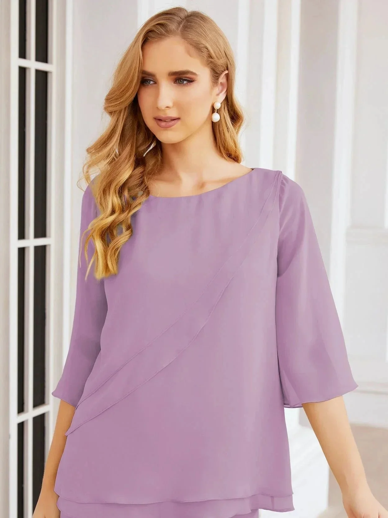 Sunnderly Elegant 2 Piece Mother of The Bride Dress Plus Size Pant Suits Ruffle Layers Sliver Housecoat SY28064 - Image 102