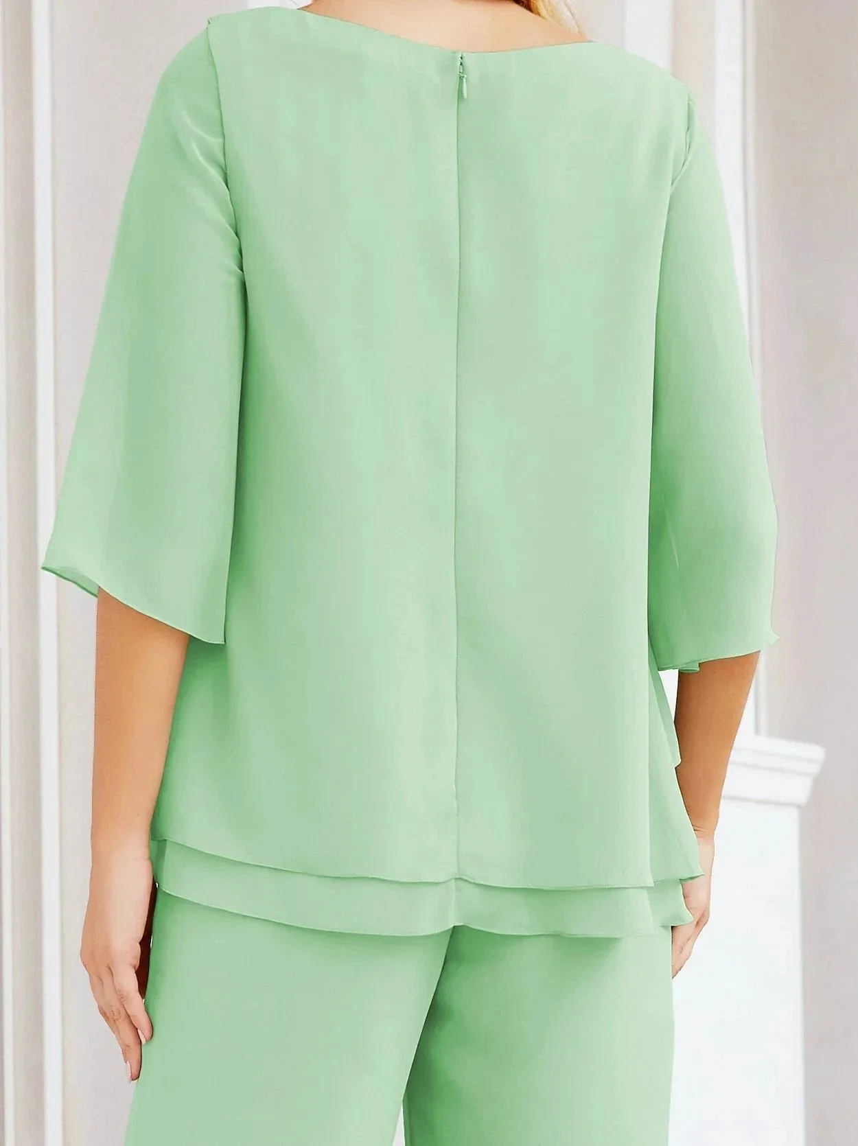 Sunnderly Elegant 2 Piece Mother of The Bride Dress Plus Size Pant Suits Ruffle Layers Sliver Housecoat SY28064 - Image 106