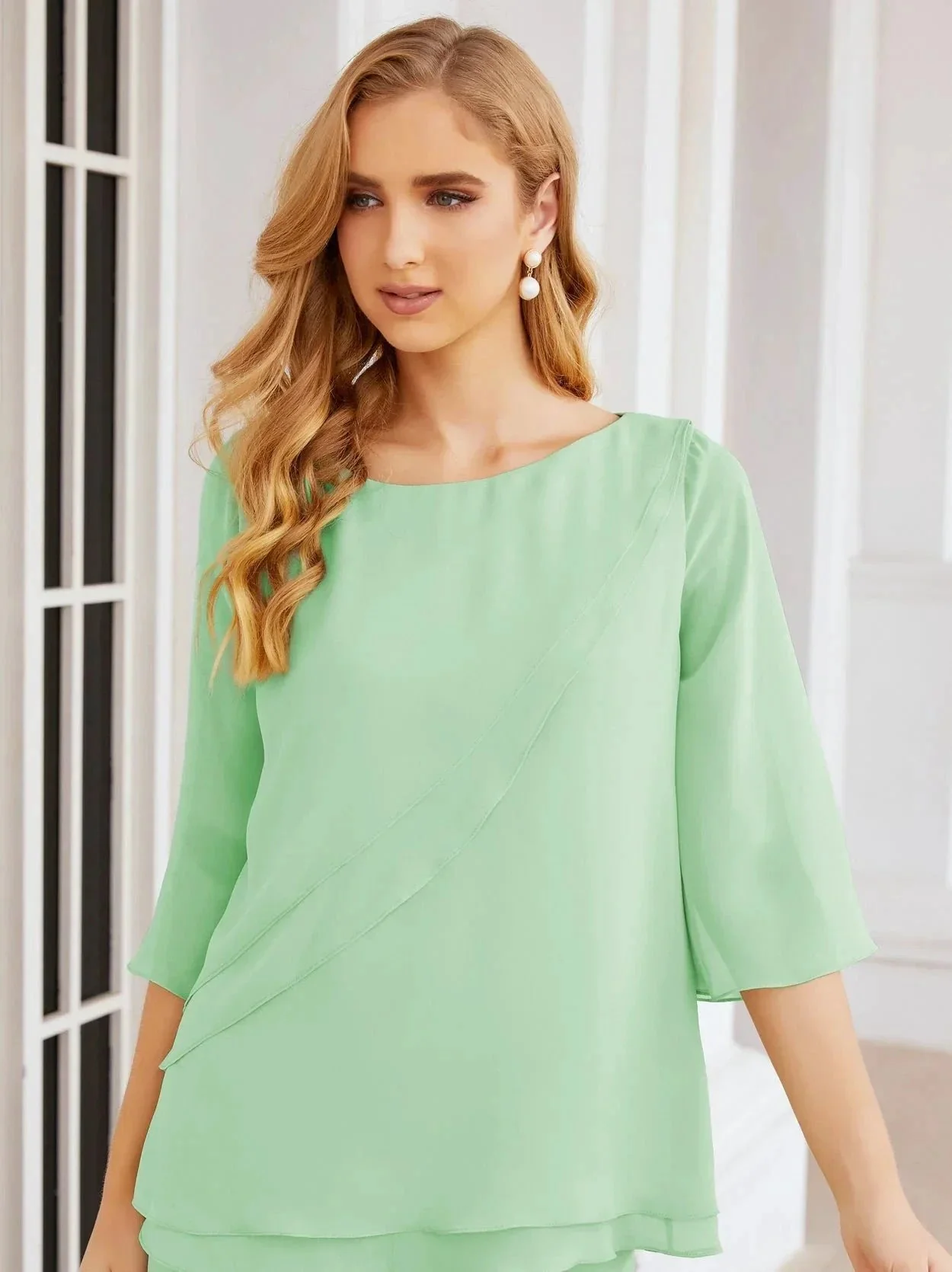 Sunnderly Elegant 2 Piece Mother of The Bride Dress Plus Size Pant Suits Ruffle Layers Sliver Housecoat SY28064 - Image 107
