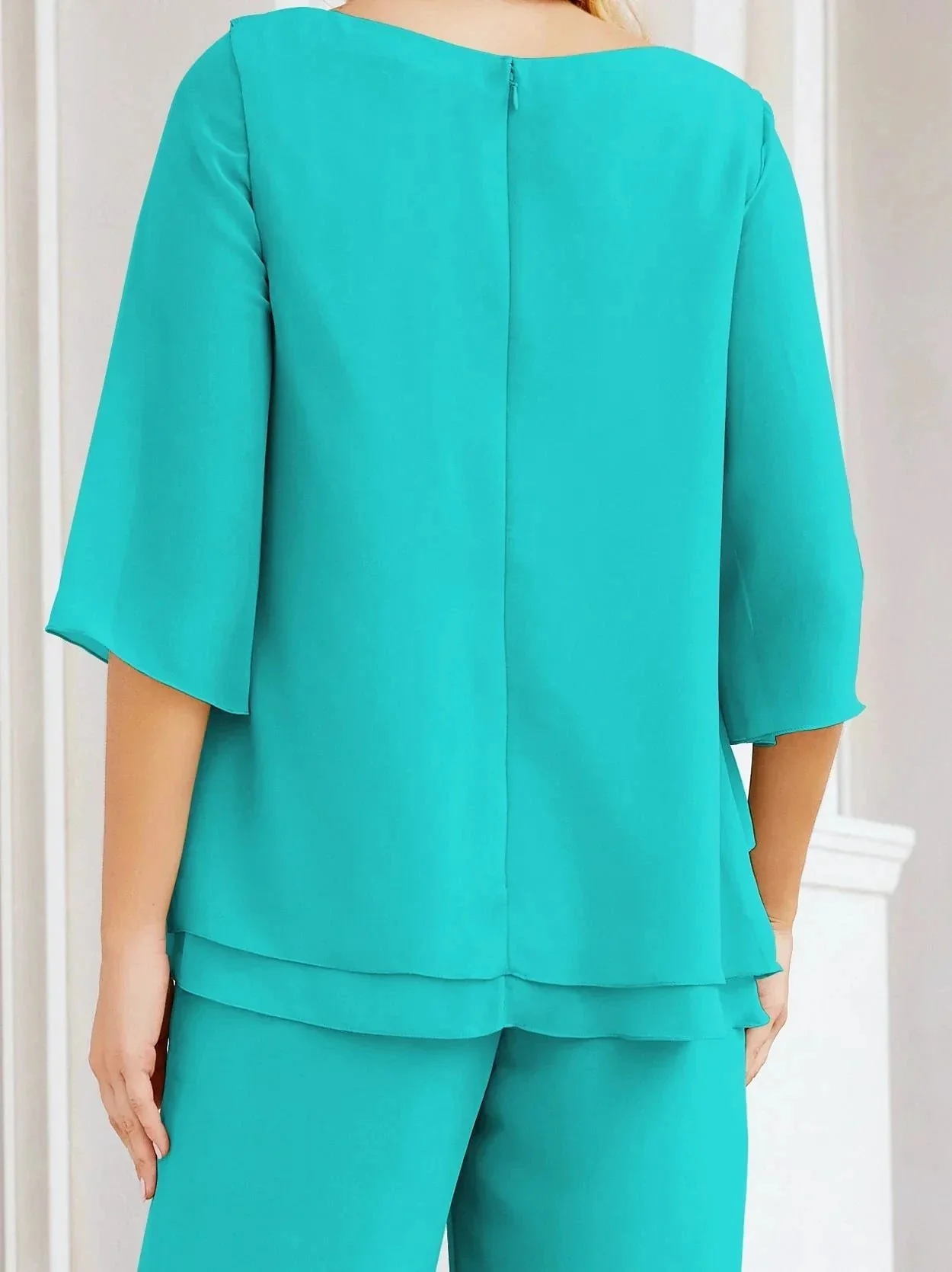 Sunnderly Elegant 2 Piece Mother of The Bride Dress Plus Size Pant Suits Ruffle Layers Sliver Housecoat SY28064 - Image 111