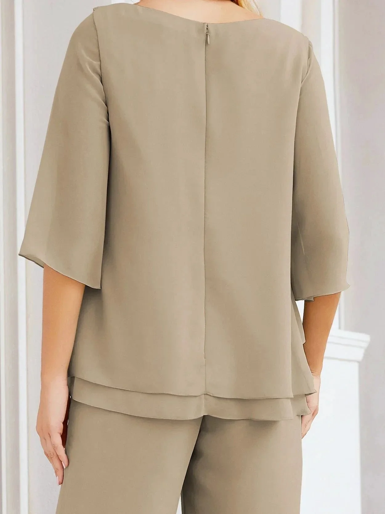 Sunnderly Elegant 2 Piece Mother of The Bride Dress Plus Size Pant Suits Ruffle Layers Sliver Housecoat SY28064 - Image 116