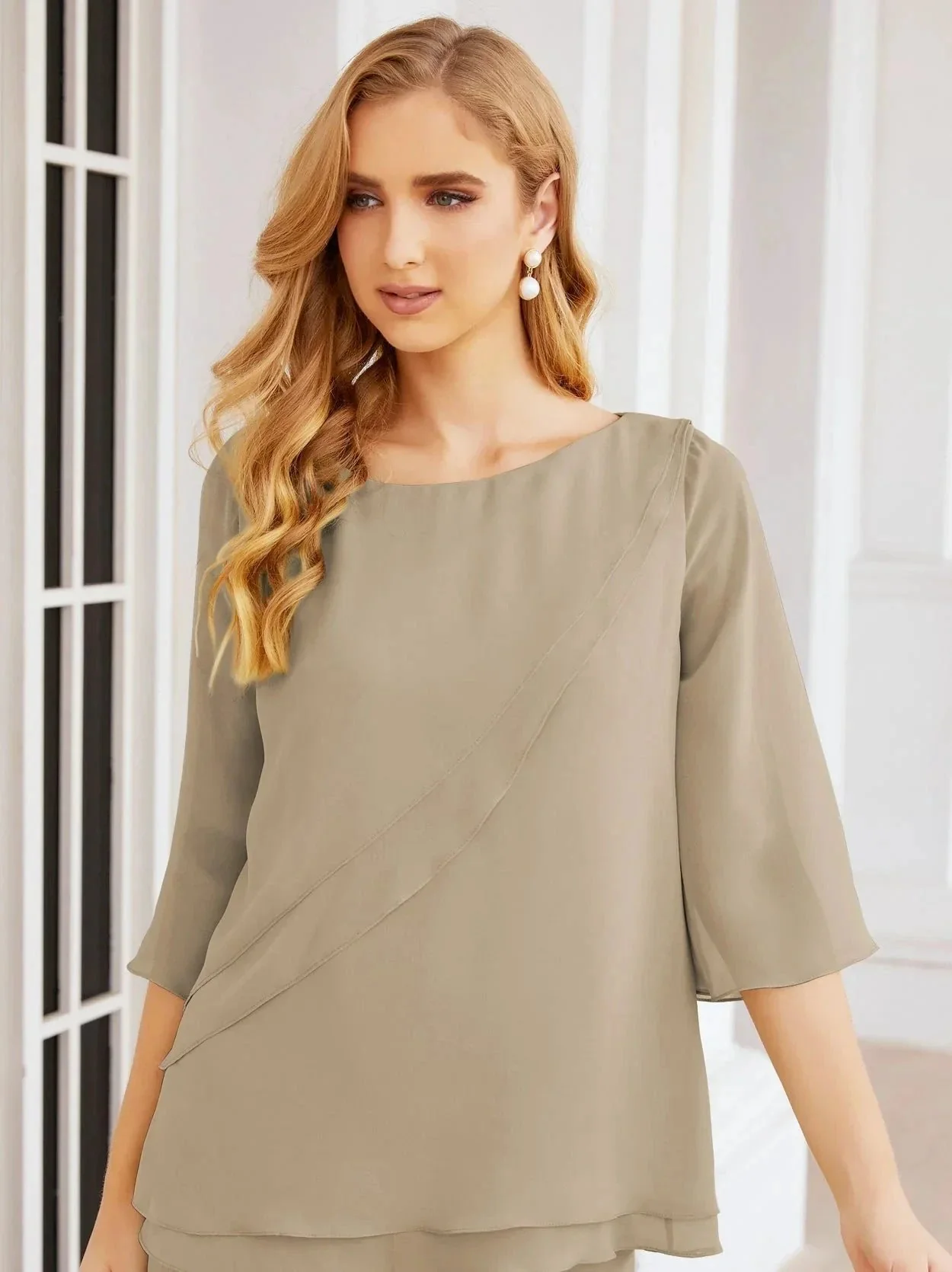 Sunnderly Elegant 2 Piece Mother of The Bride Dress Plus Size Pant Suits Ruffle Layers Sliver Housecoat SY28064 - Image 117