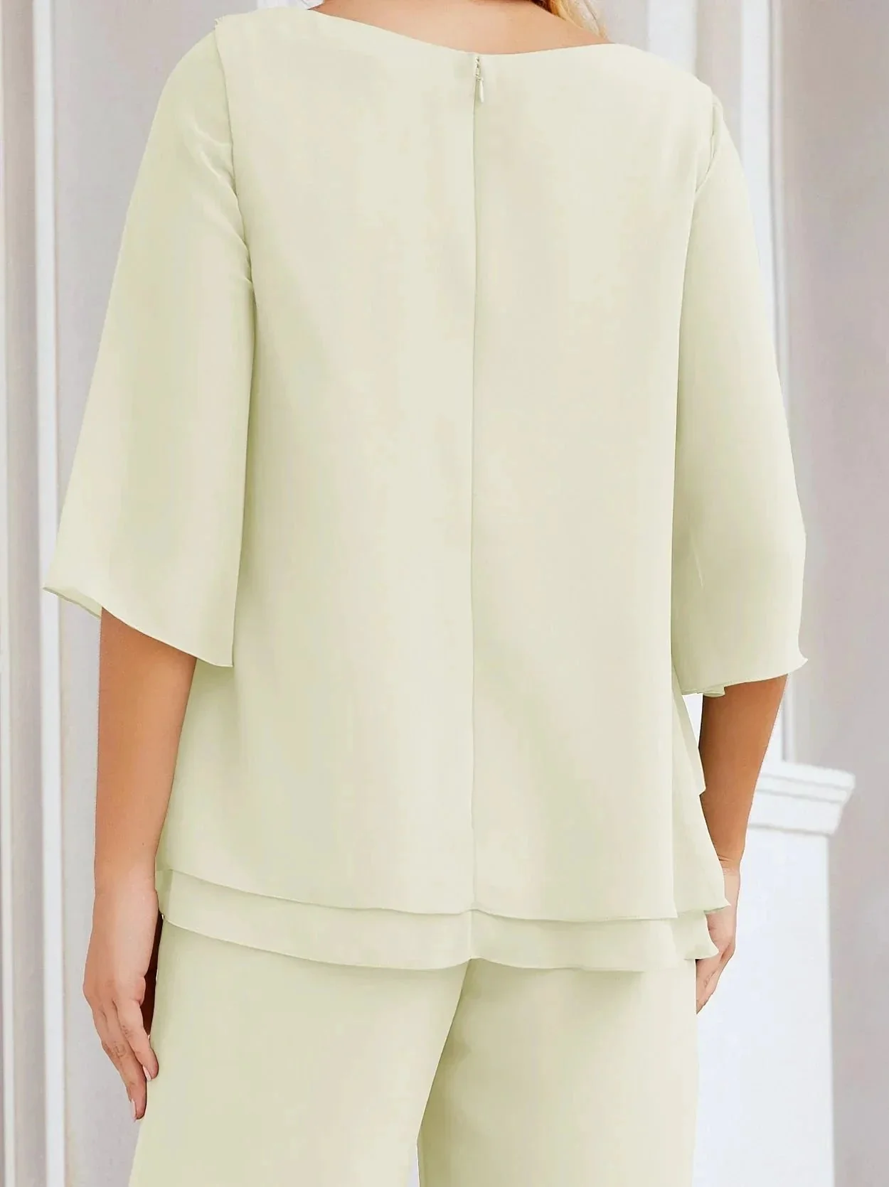 Sunnderly Elegant 2 Piece Mother of The Bride Dress Plus Size Pant Suits Ruffle Layers Sliver Housecoat SY28064 - Image 126
