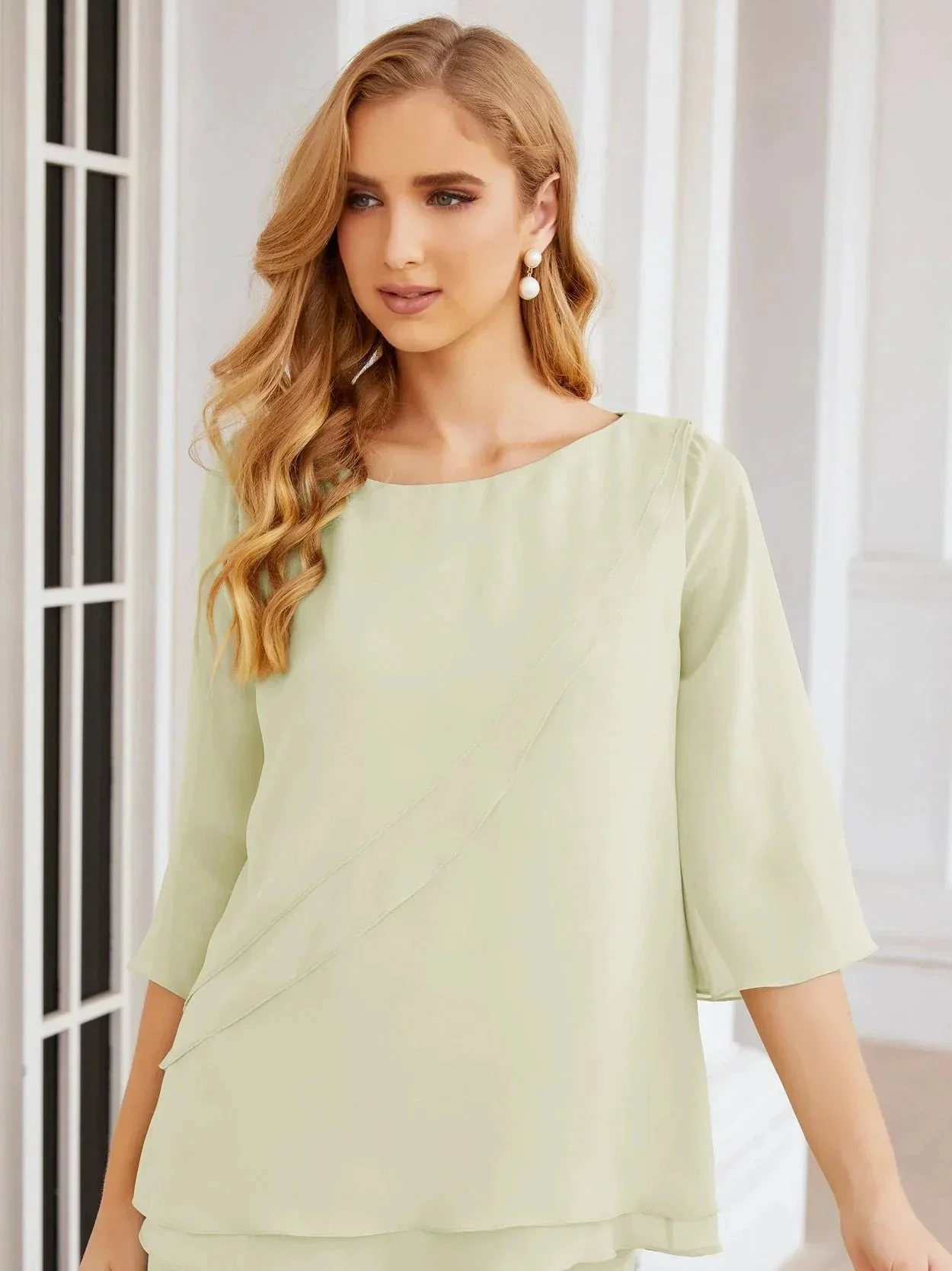 Sunnderly Elegant 2 Piece Mother of The Bride Dress Plus Size Pant Suits Ruffle Layers Sliver Housecoat SY28064 - Image 127