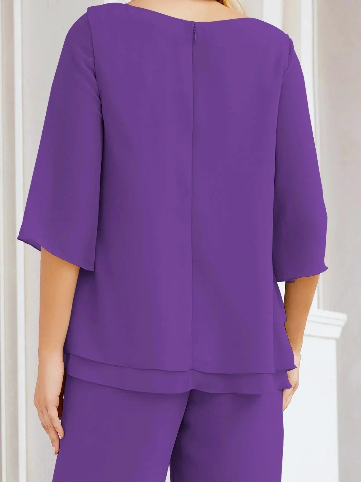 Sunnderly Elegant 2 Piece Mother of The Bride Dress Plus Size Pant Suits Ruffle Layers Sliver Housecoat SY28064 - Image 136