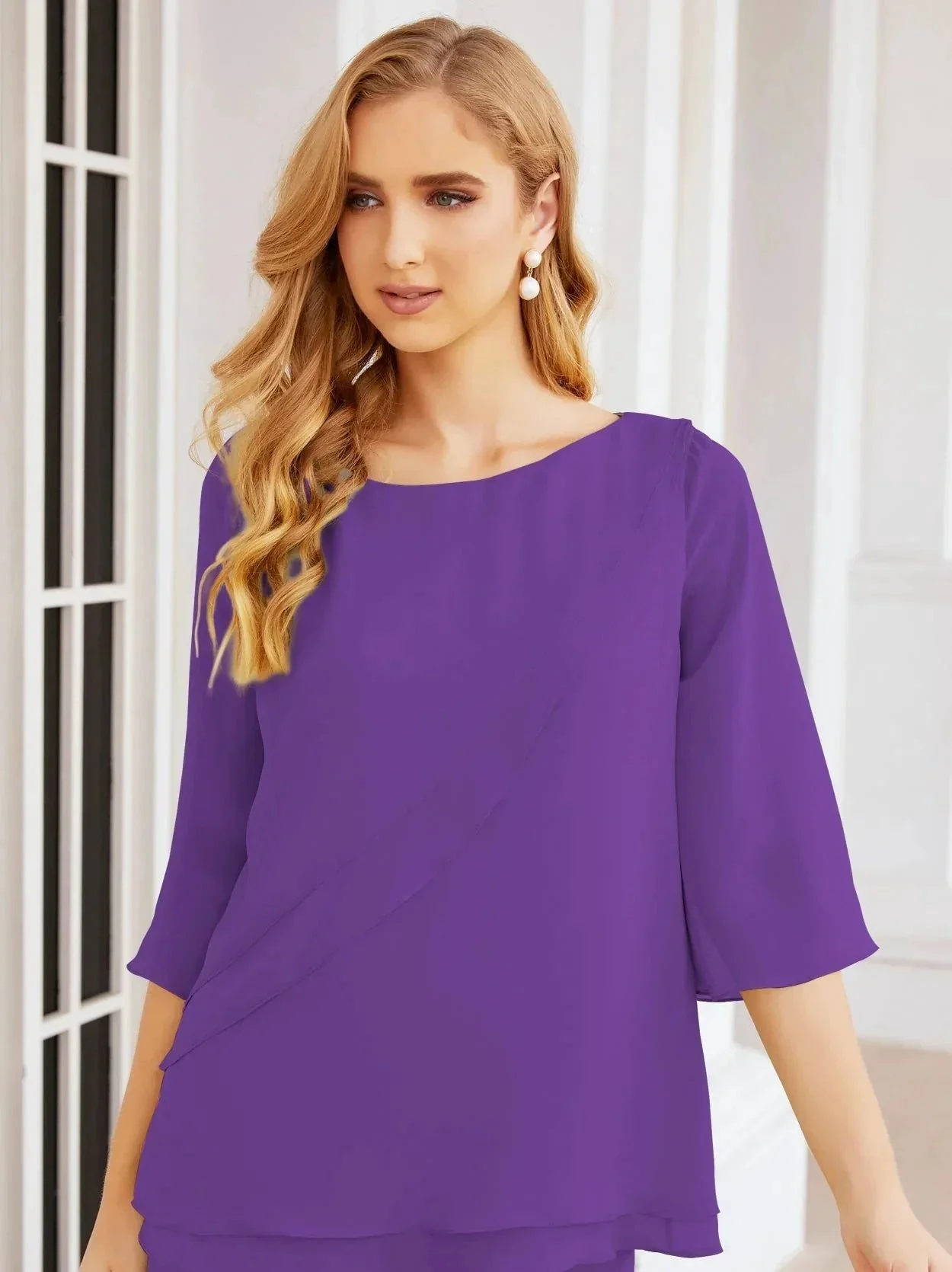 Sunnderly Elegant 2 Piece Mother of The Bride Dress Plus Size Pant Suits Ruffle Layers Sliver Housecoat SY28064 - Image 137