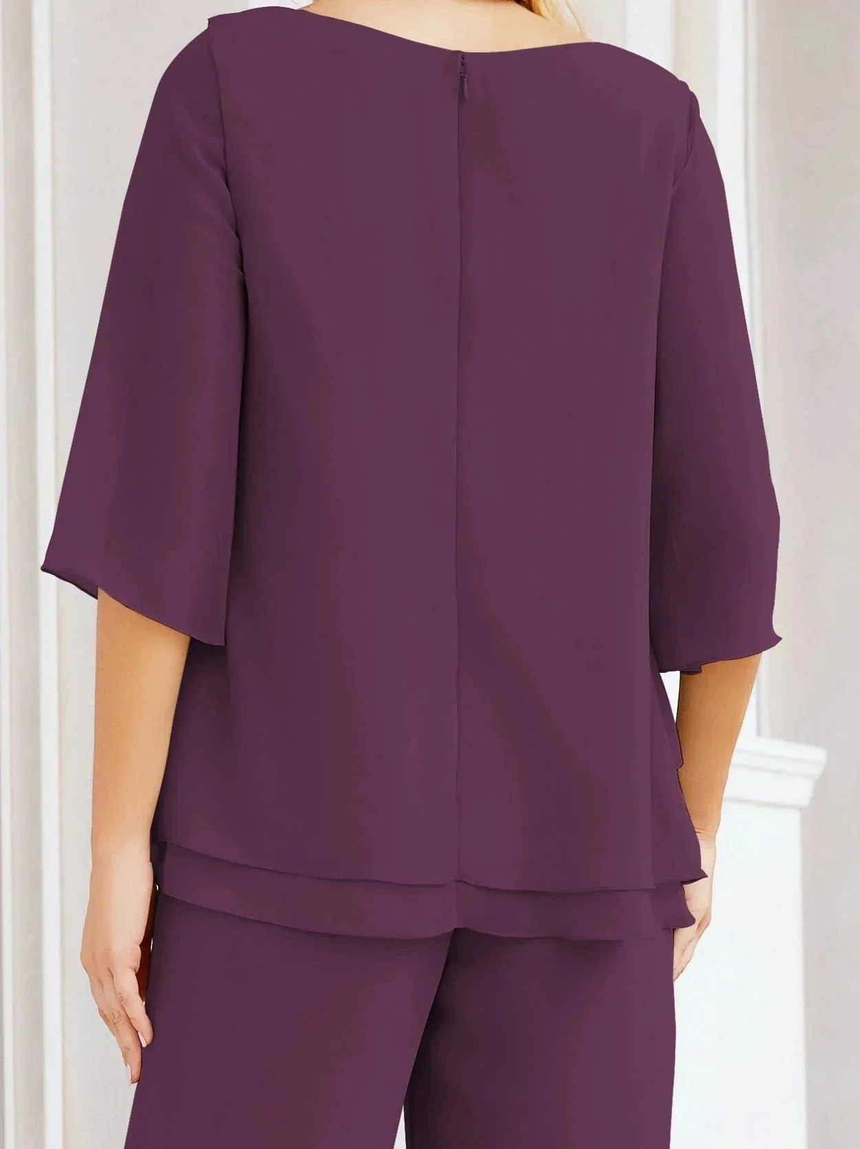 Sunnderly Elegant 2 Piece Mother of The Bride Dress Plus Size Pant Suits Ruffle Layers Sliver Housecoat SY28064 - Image 151