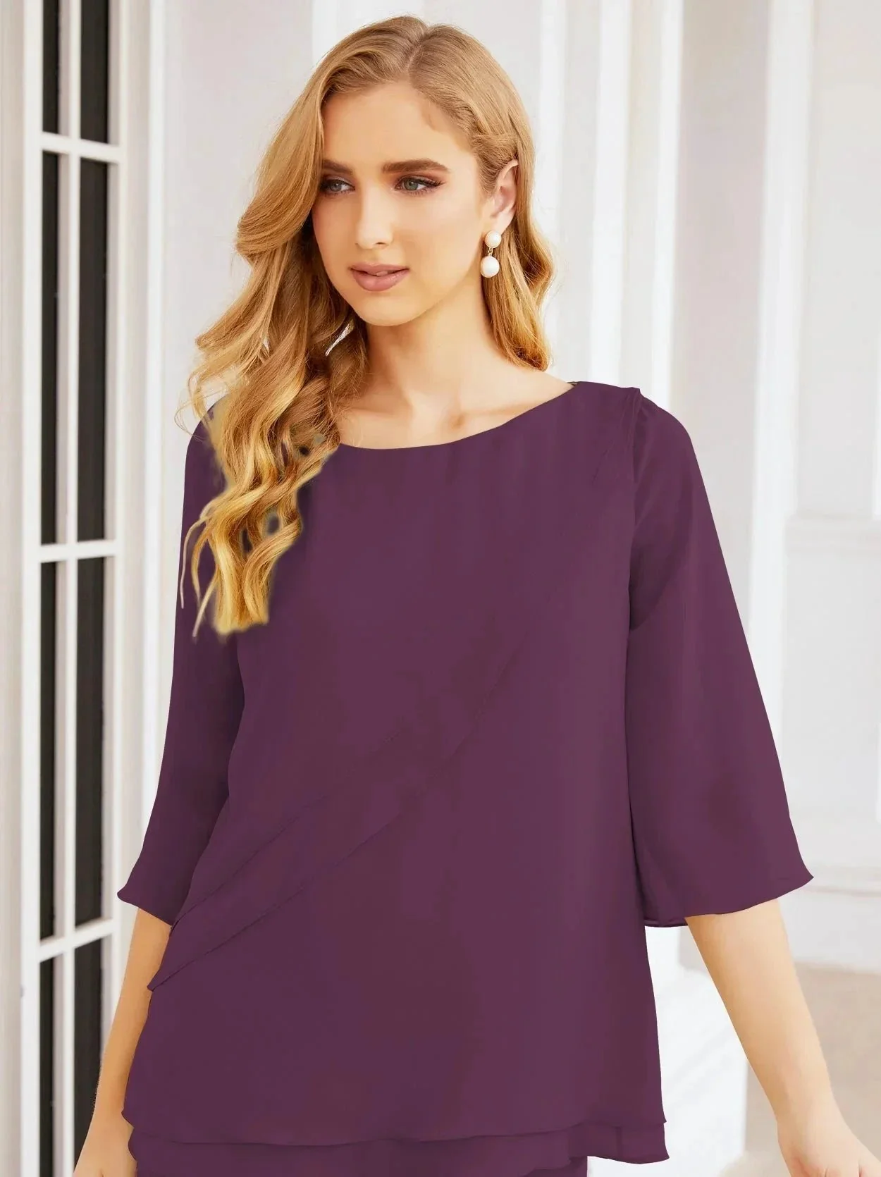 Sunnderly Elegant 2 Piece Mother of The Bride Dress Plus Size Pant Suits Ruffle Layers Sliver Housecoat SY28064 - Image 152