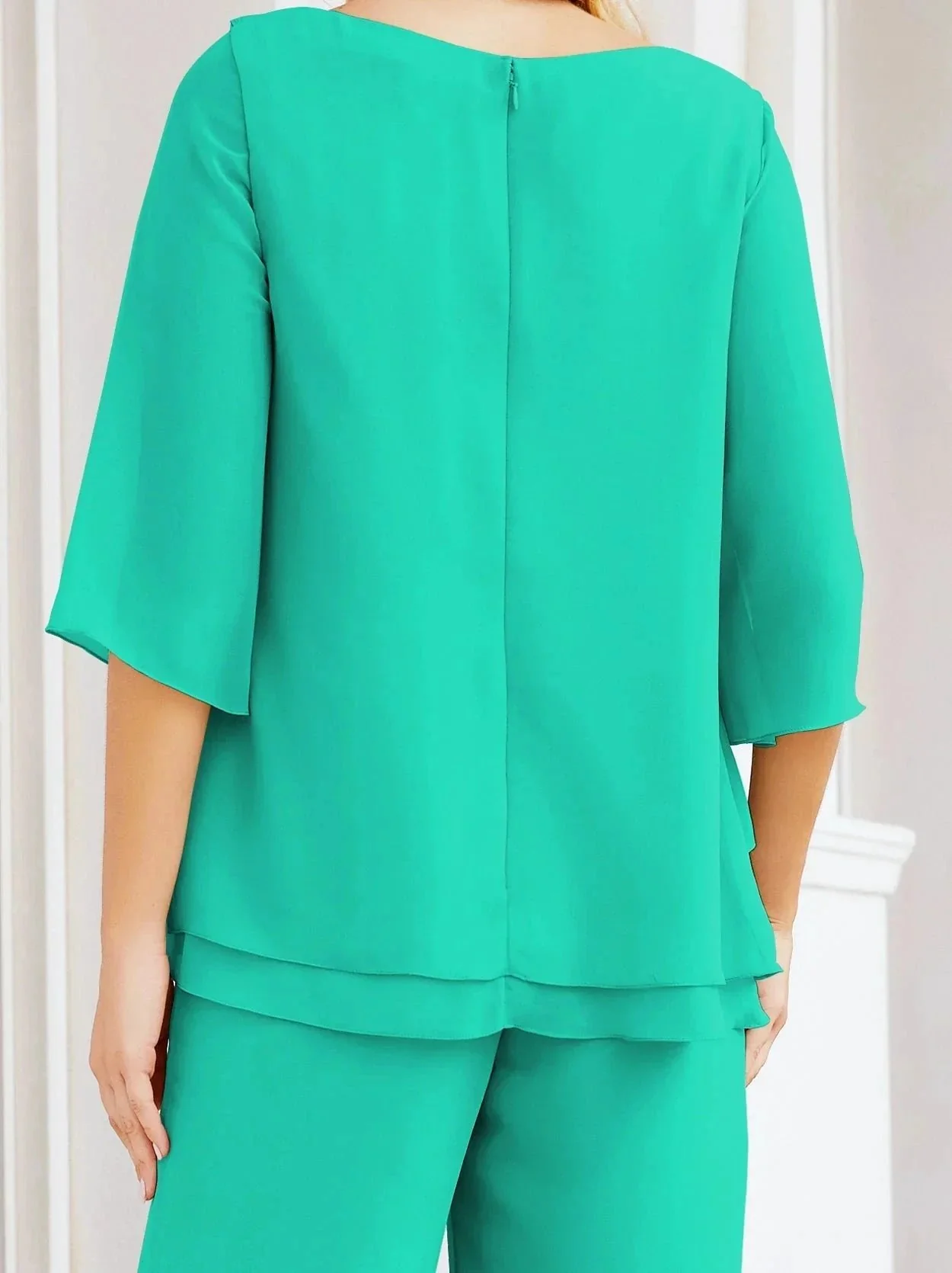 Sunnderly Elegant 2 Piece Mother of The Bride Dress Plus Size Pant Suits Ruffle Layers Sliver Housecoat SY28064 - Image 156