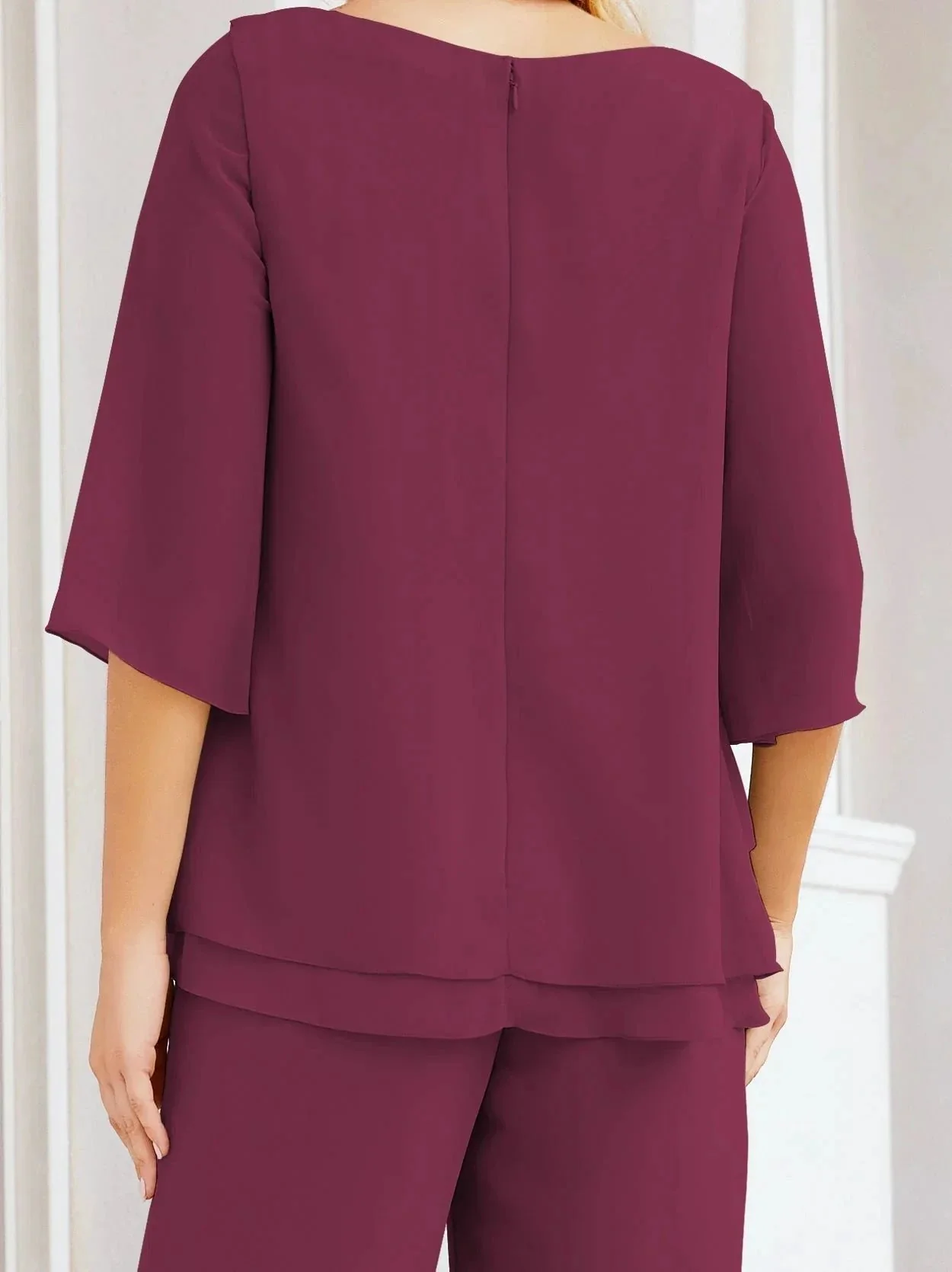 Sunnderly Elegant 2 Piece Mother of The Bride Dress Plus Size Pant Suits Ruffle Layers Sliver Housecoat SY28064 - Image 166