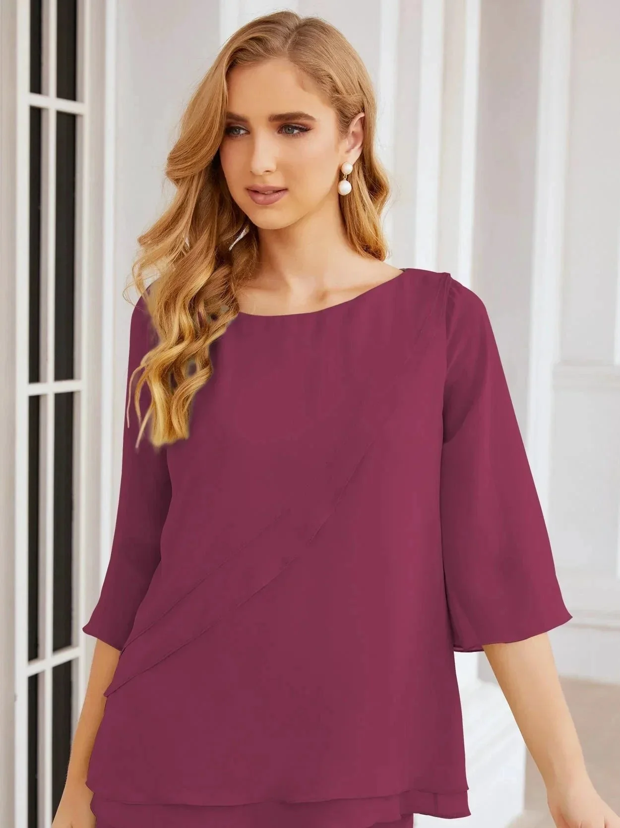 Sunnderly Elegant 2 Piece Mother of The Bride Dress Plus Size Pant Suits Ruffle Layers Sliver Housecoat SY28064 - Image 167