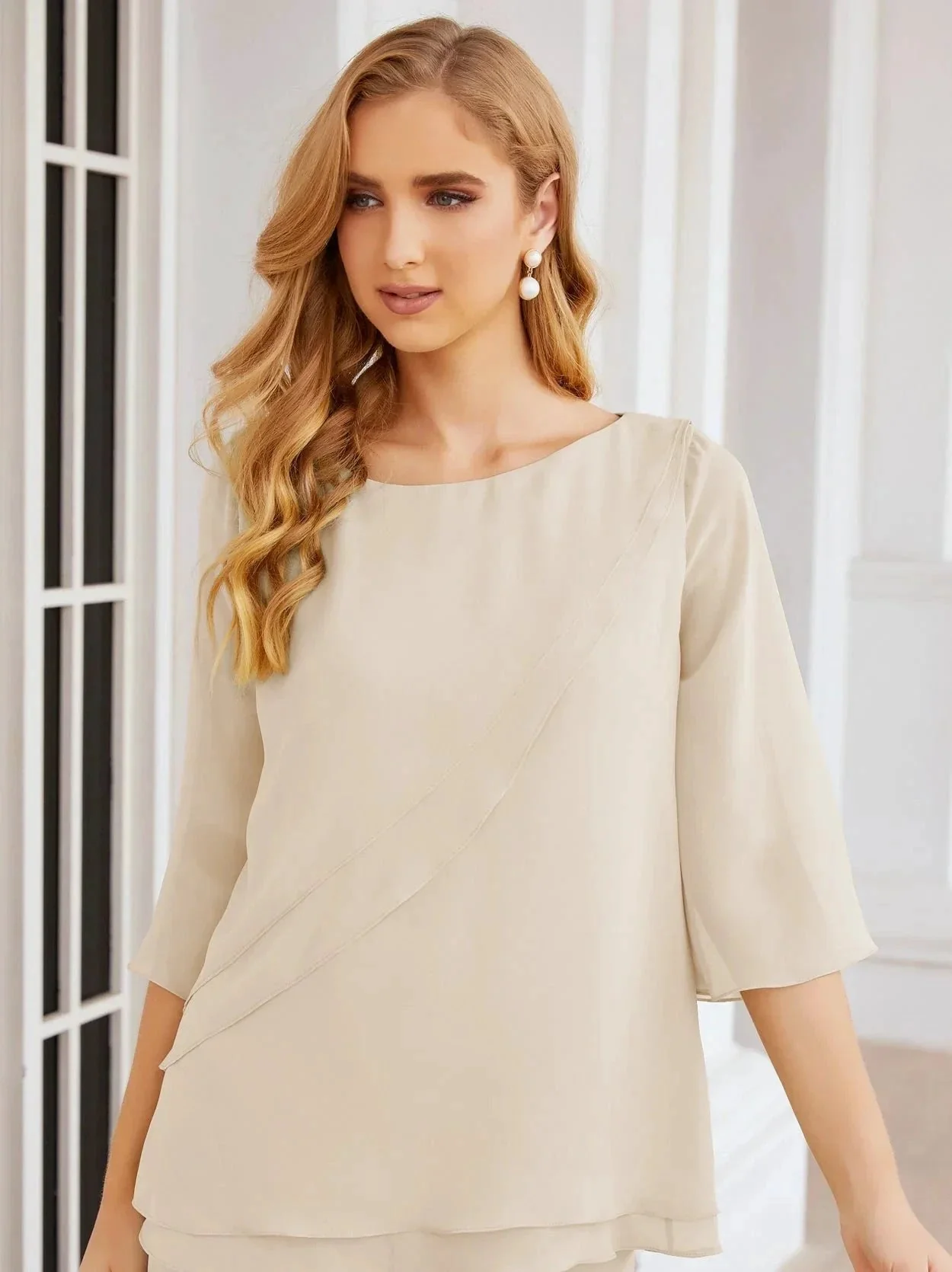 Sunnderly Elegant 2 Piece Mother of The Bride Dress Plus Size Pant Suits Ruffle Layers Sliver Housecoat SY28064 - Image 172
