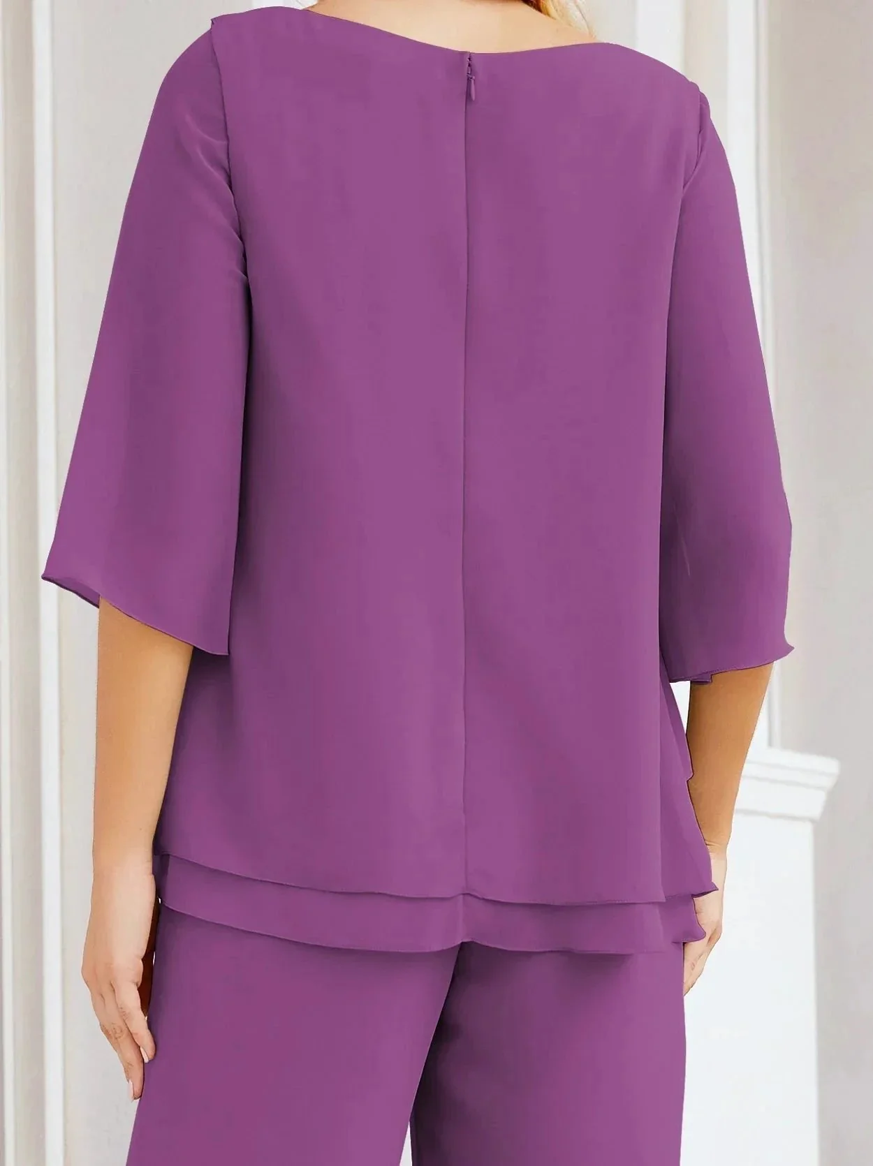Sunnderly Elegant 2 Piece Mother of The Bride Dress Plus Size Pant Suits Ruffle Layers Sliver Housecoat SY28064 - Image 176