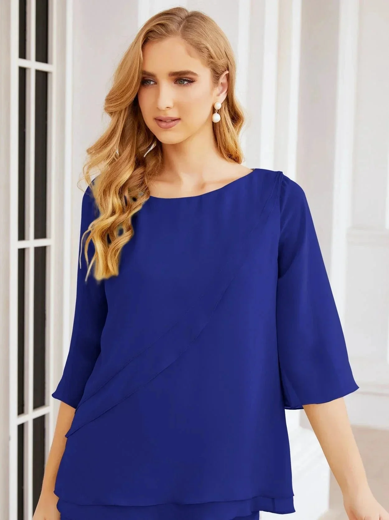 Sunnderly Elegant 2 Piece Mother of The Bride Dress Plus Size Pant Suits Ruffle Layers Sliver Housecoat SY28064 - Image 182