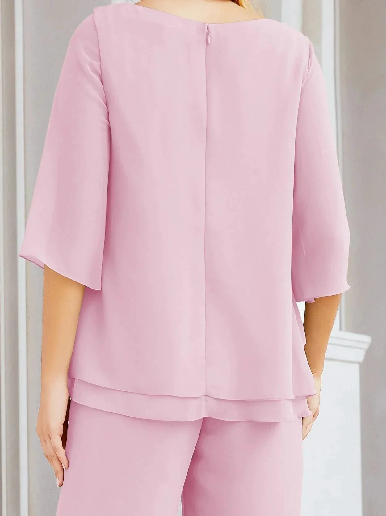 Sunnderly Elegant 2 Piece Mother of The Bride Dress Plus Size Pant Suits Ruffle Layers Sliver Housecoat SY28064 - Image 191