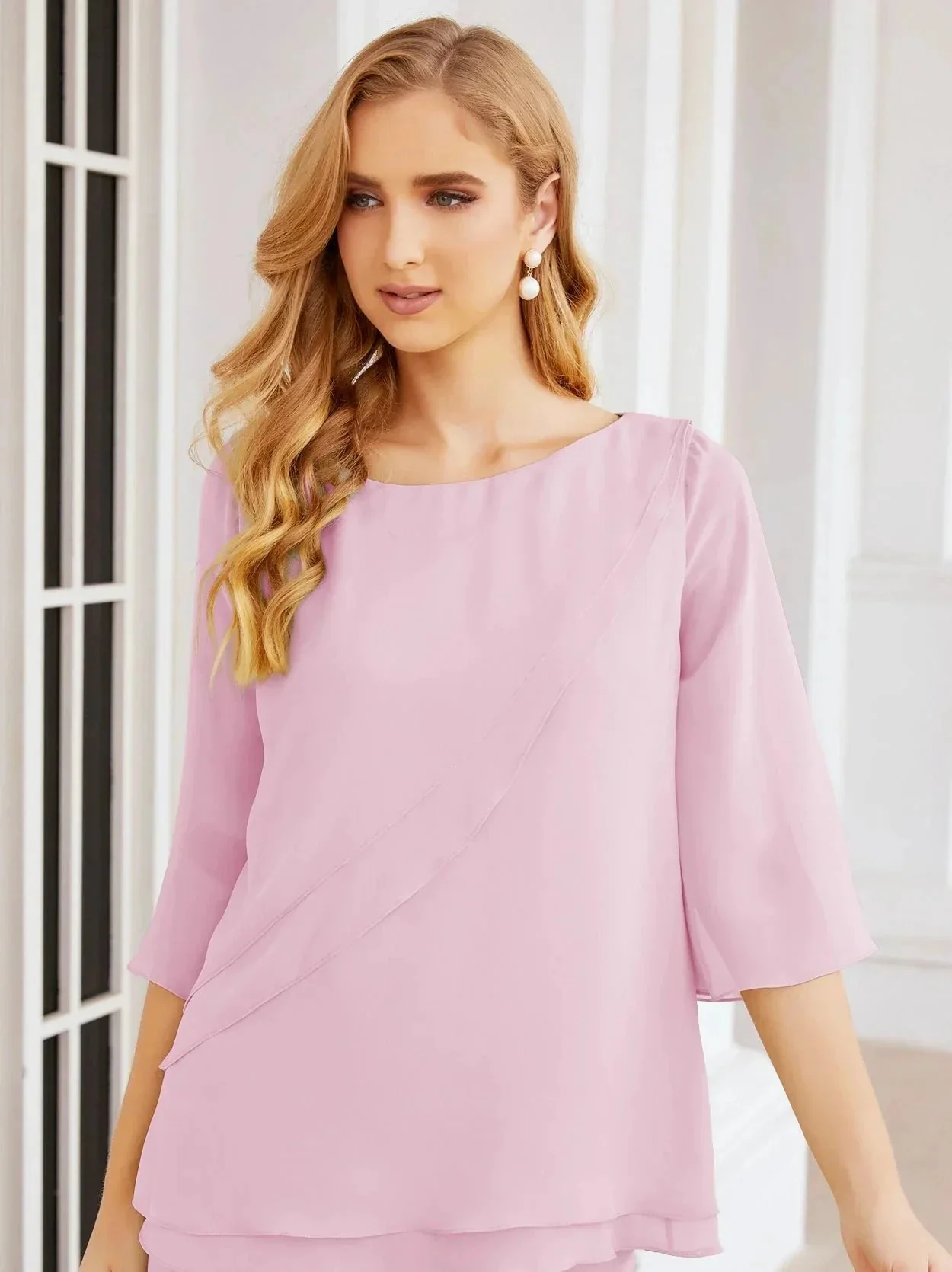 Sunnderly Elegant 2 Piece Mother of The Bride Dress Plus Size Pant Suits Ruffle Layers Sliver Housecoat SY28064 - Image 192