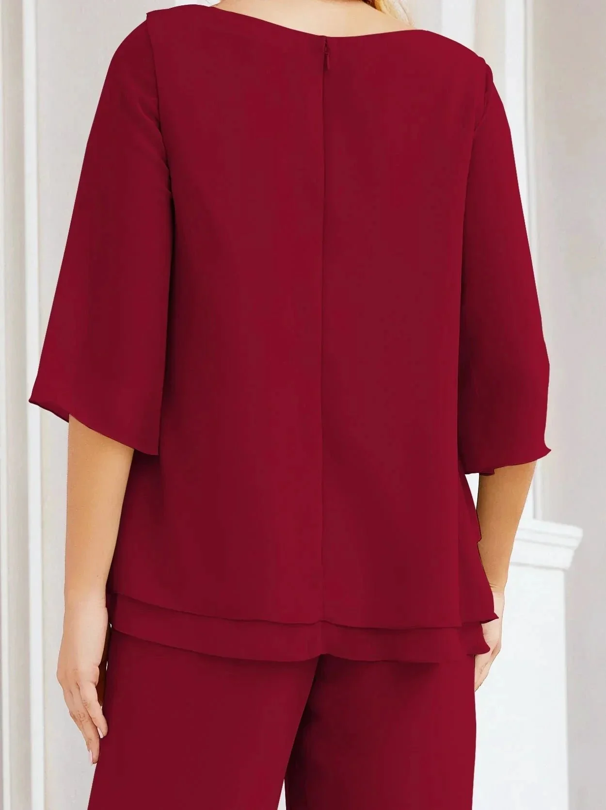 Sunnderly Elegant 2 Piece Mother of The Bride Dress Plus Size Pant Suits Ruffle Layers Sliver Housecoat SY28064 - Image 201