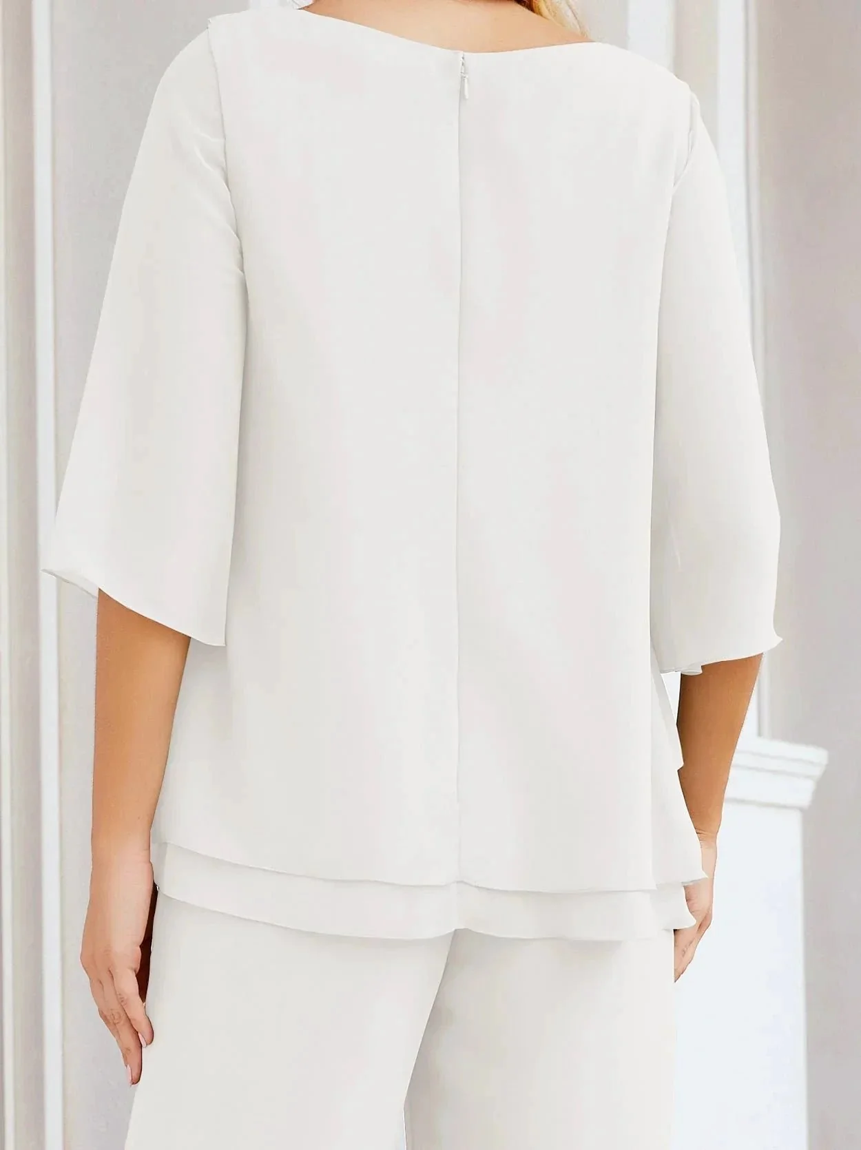 Sunnderly Elegant 2 Piece Mother of The Bride Dress Plus Size Pant Suits Ruffle Layers Sliver Housecoat SY28064 - Image 206