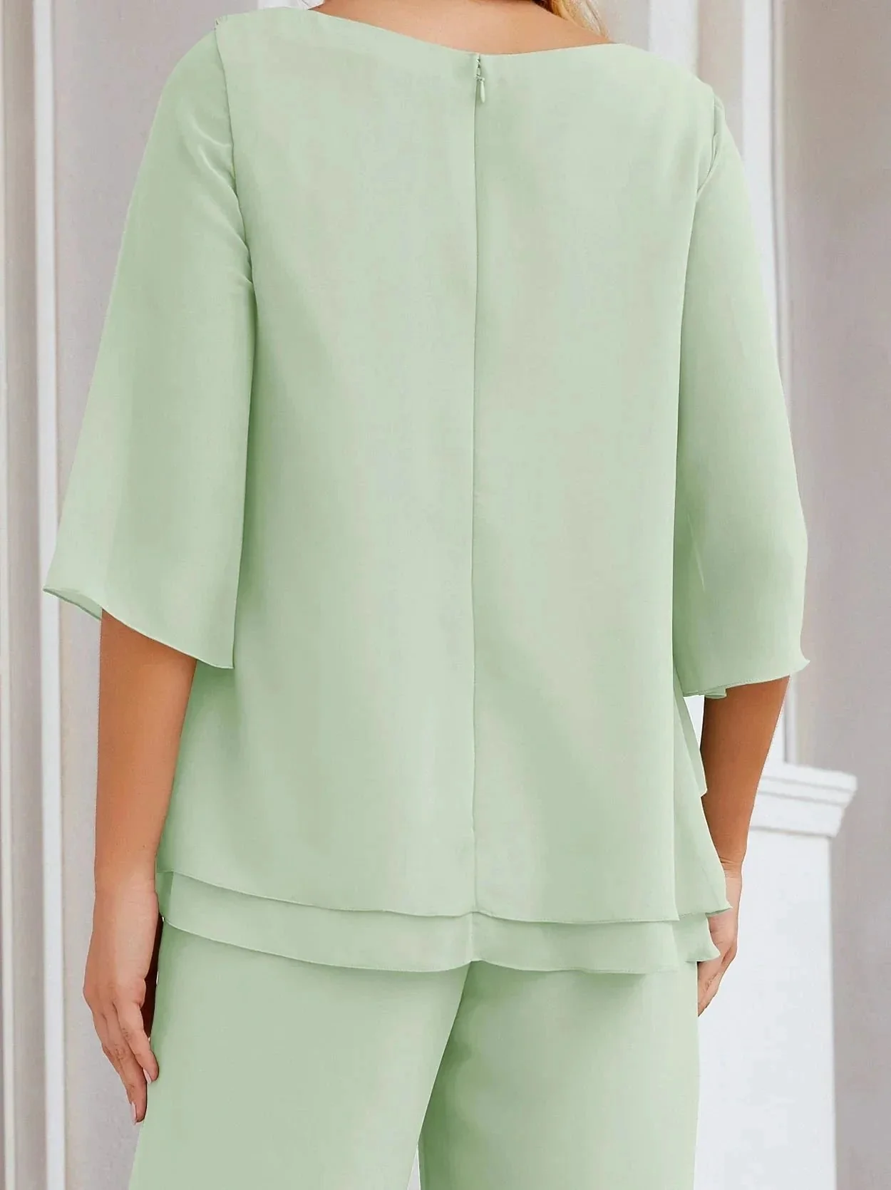 Sunnderly Elegant 2 Piece Mother of The Bride Dress Plus Size Pant Suits Ruffle Layers Sliver Housecoat SY28064 - Image 22