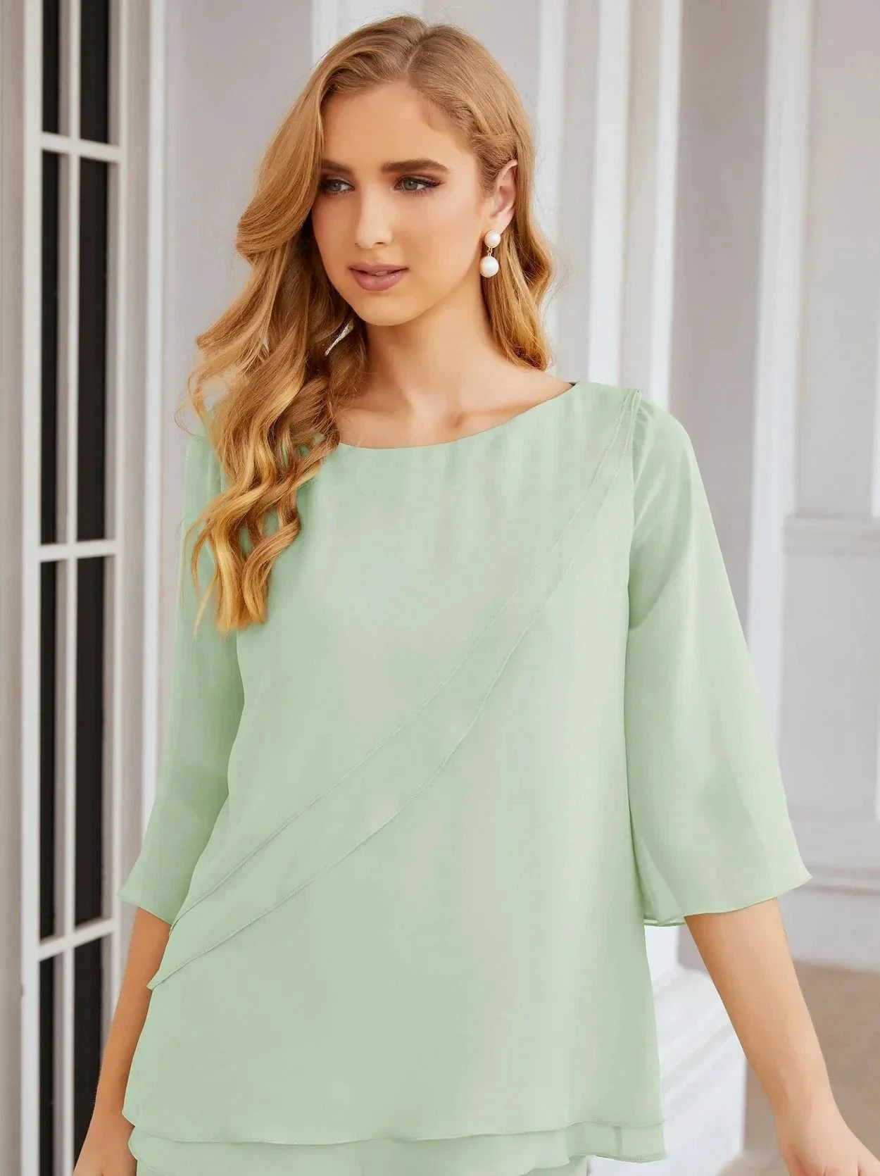 Sunnderly Elegant 2 Piece Mother of The Bride Dress Plus Size Pant Suits Ruffle Layers Sliver Housecoat SY28064 - Image 23