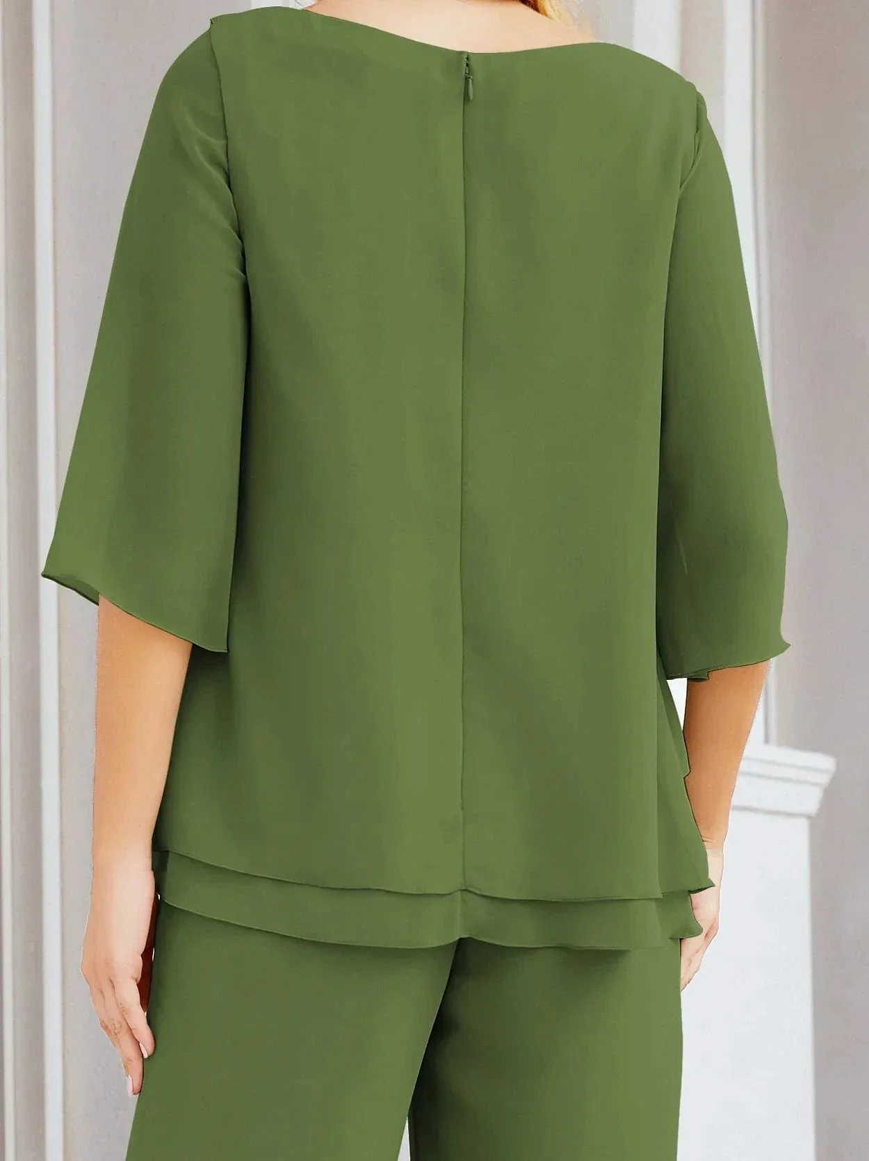 Sunnderly Elegant 2 Piece Mother of The Bride Dress Plus Size Pant Suits Ruffle Layers Sliver Housecoat SY28064 - Image 31