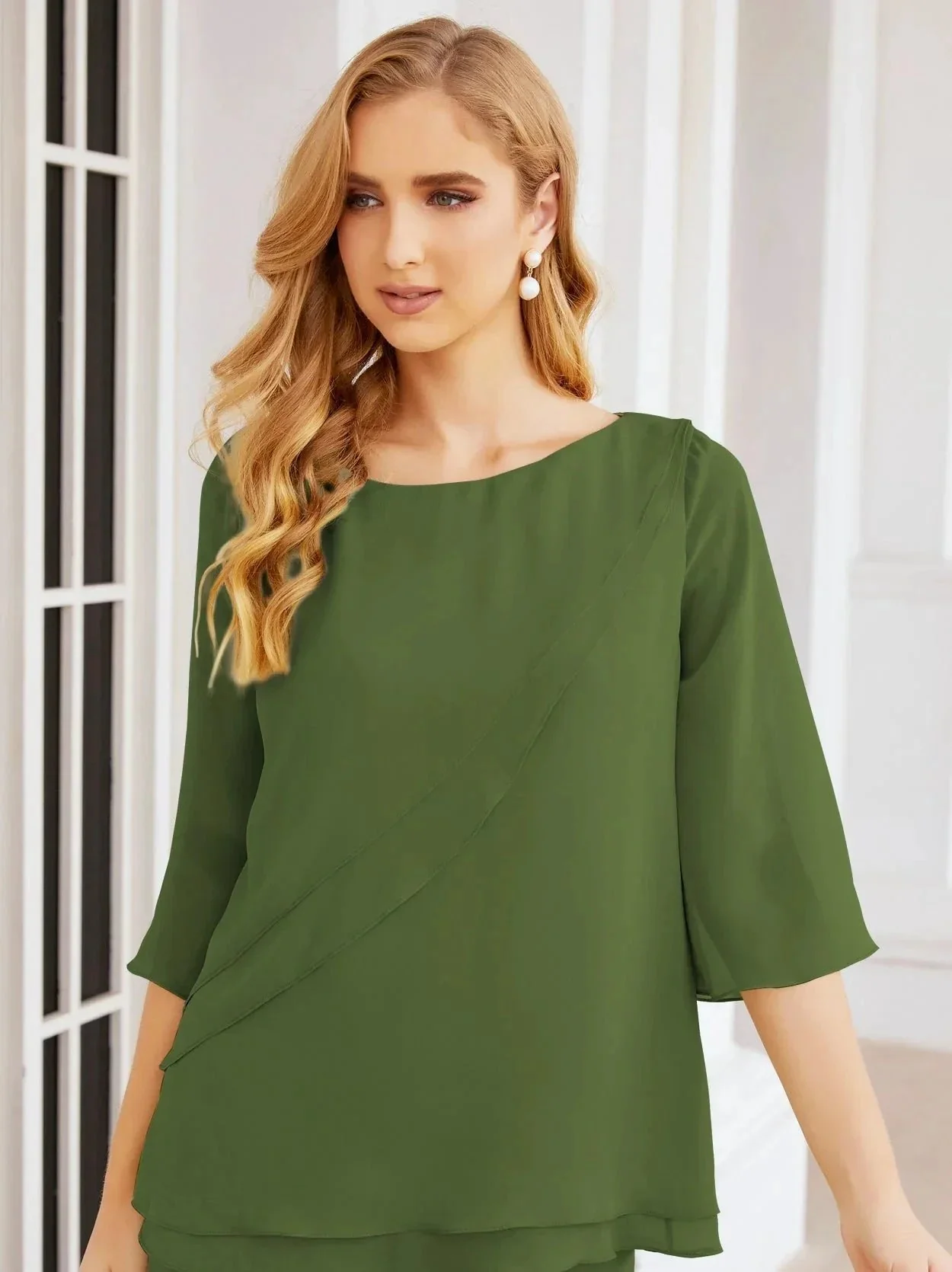 Sunnderly Elegant 2 Piece Mother of The Bride Dress Plus Size Pant Suits Ruffle Layers Sliver Housecoat SY28064 - Image 32