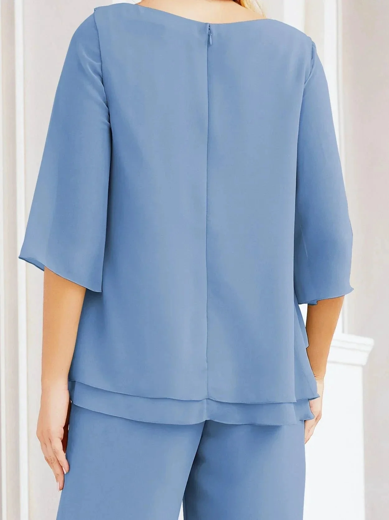 Sunnderly Elegant 2 Piece Mother of The Bride Dress Plus Size Pant Suits Ruffle Layers Sliver Housecoat SY28064 - Image 46