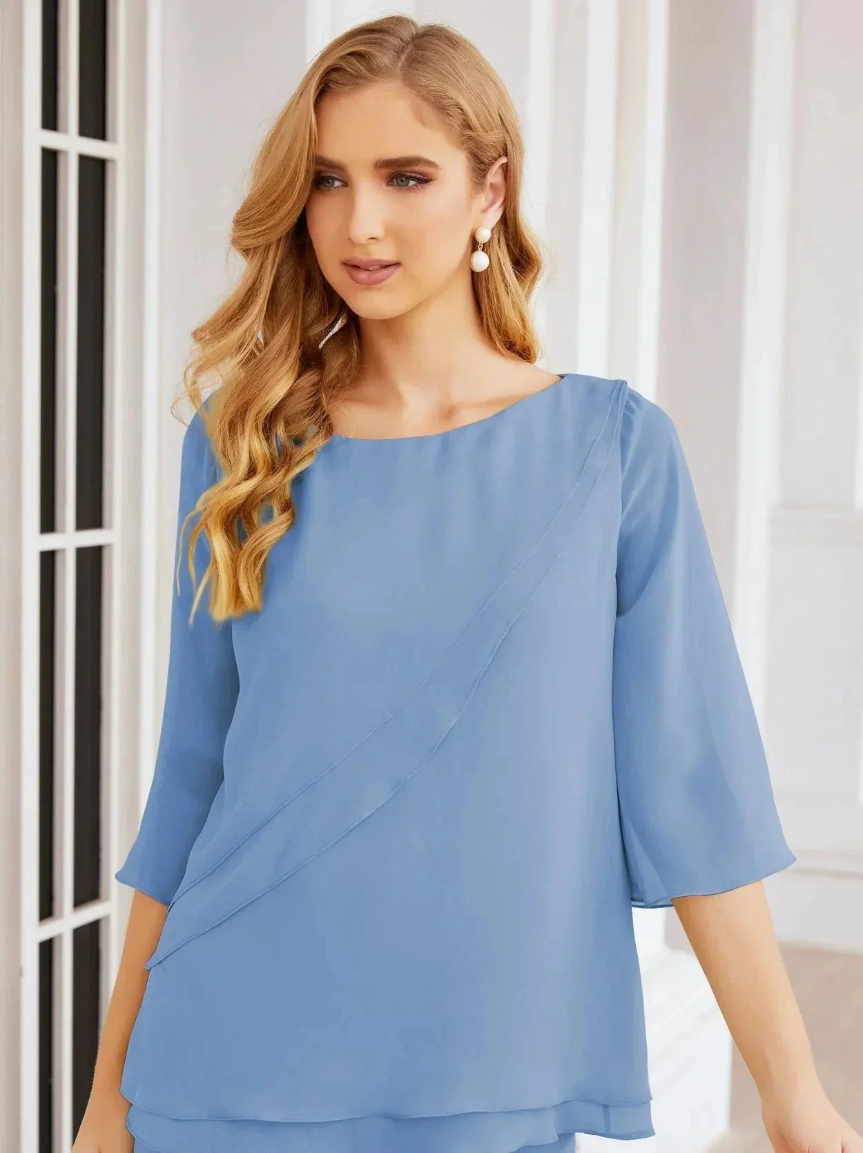 Sunnderly Elegant 2 Piece Mother of The Bride Dress Plus Size Pant Suits Ruffle Layers Sliver Housecoat SY28064 - Image 47