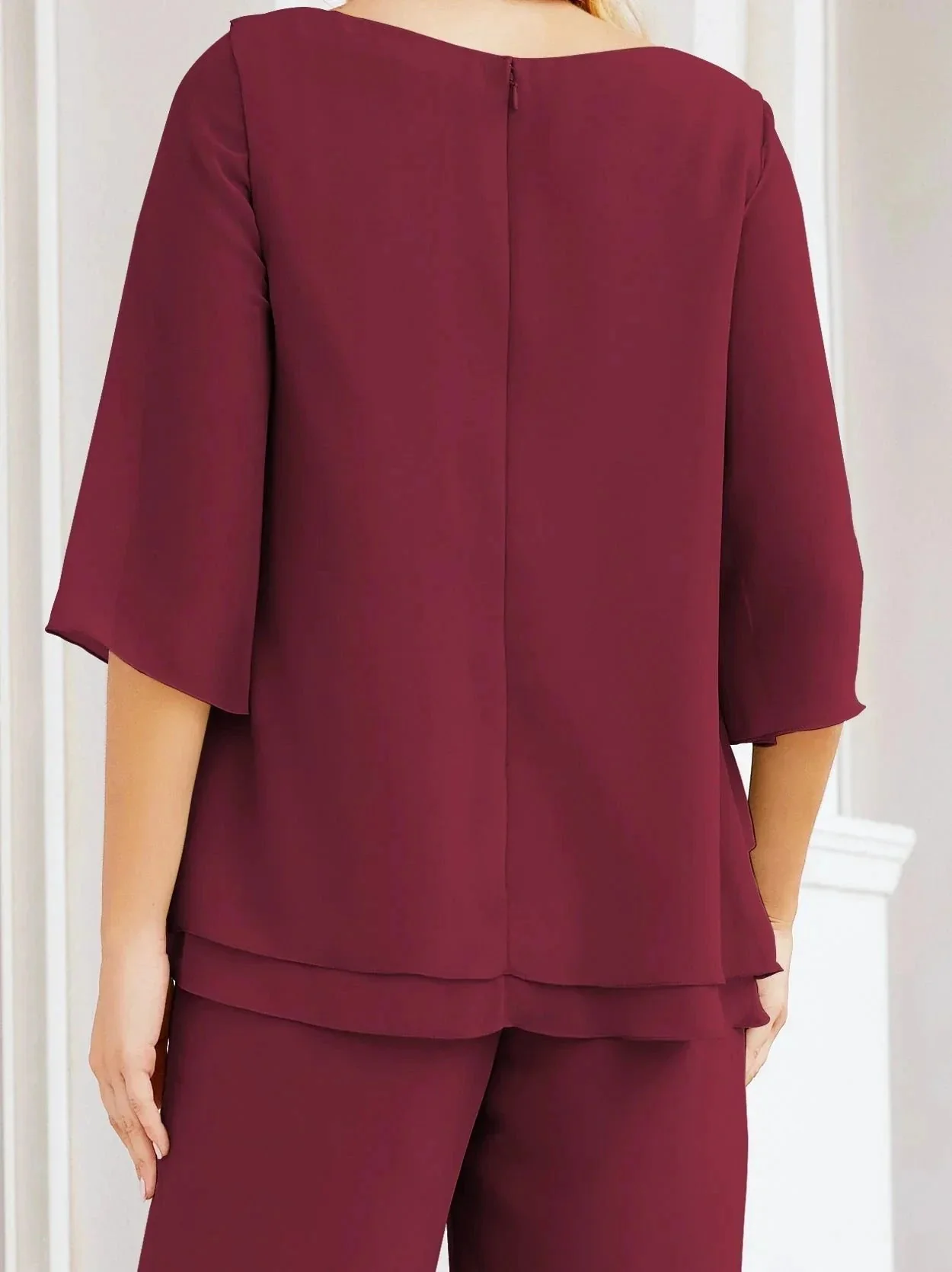 Sunnderly Elegant 2 Piece Mother of The Bride Dress Plus Size Pant Suits Ruffle Layers Sliver Housecoat SY28064 - Image 56